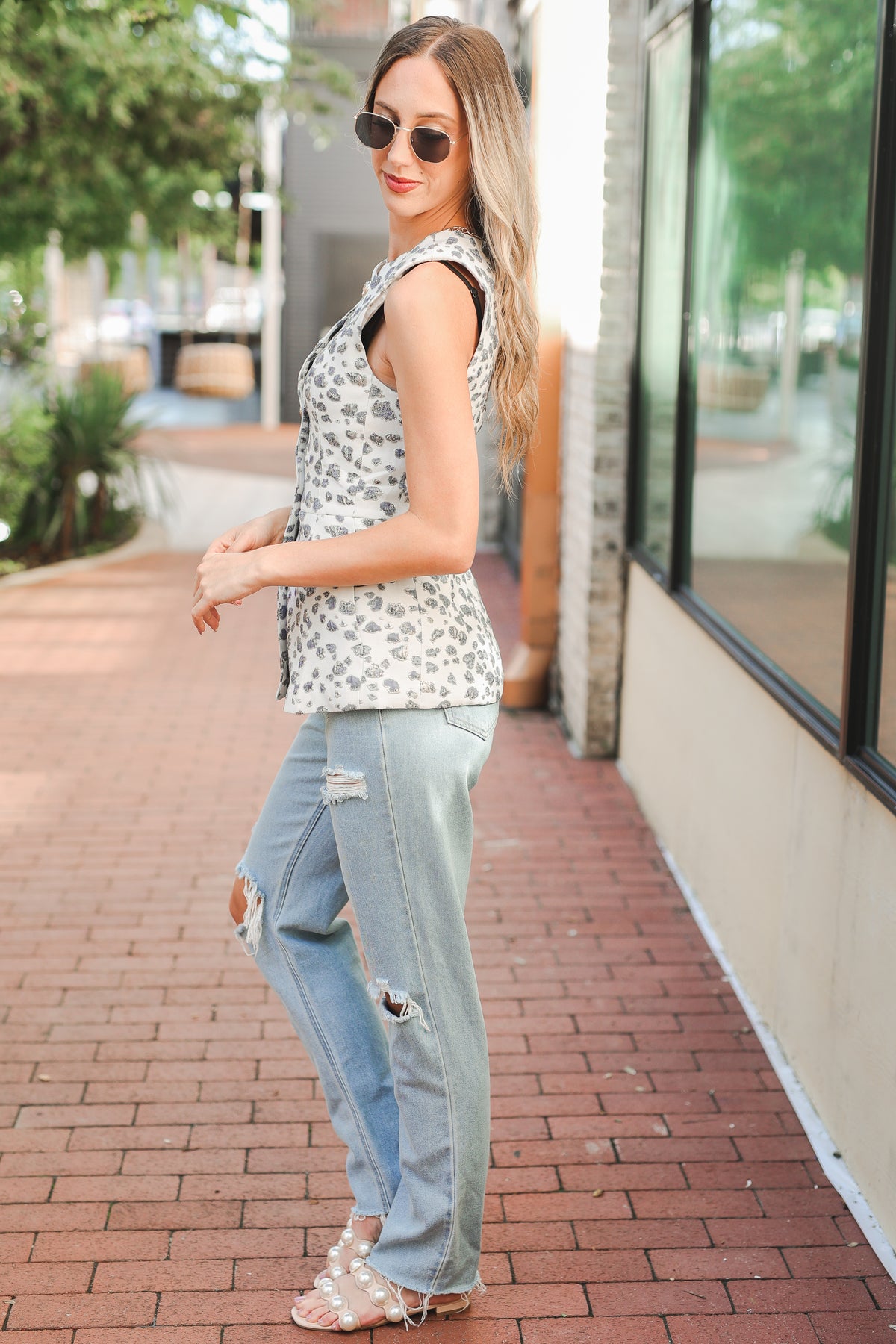 Silver Mist Leopard Vest - Navy-Vest-Southern House
