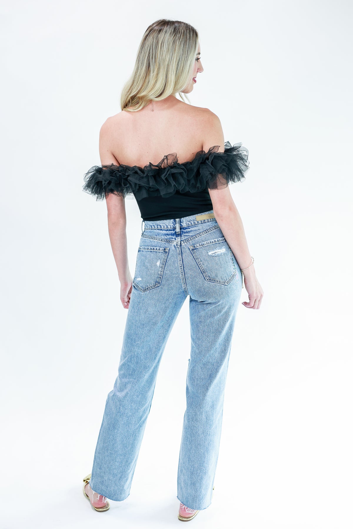 Once In A Lifetime Tulle Bodysuit In Black-Shirt/Tops/Tank/Cami-Entro-Southern House