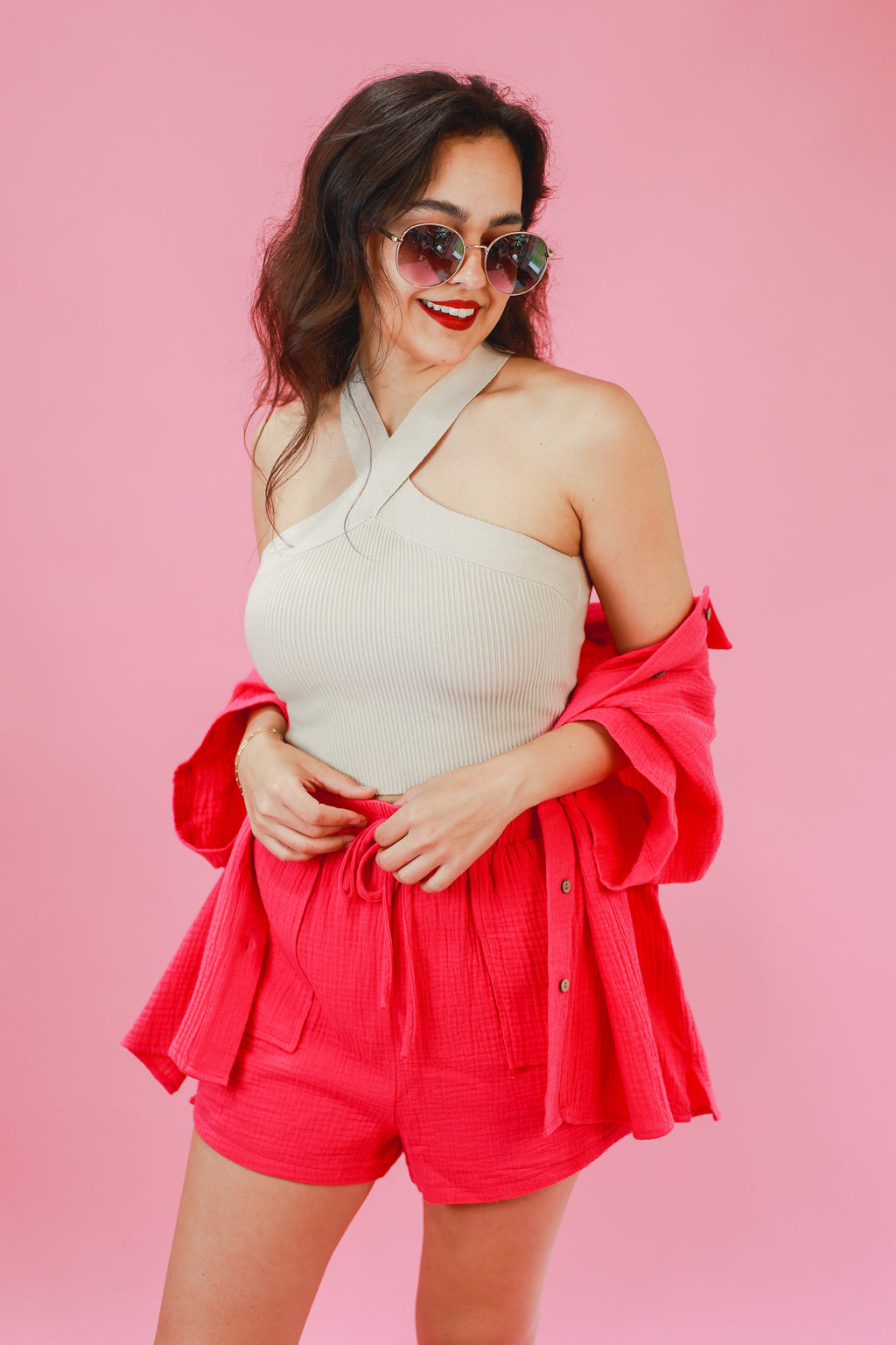 Perfect Peonies Halter Top In Oatmeal