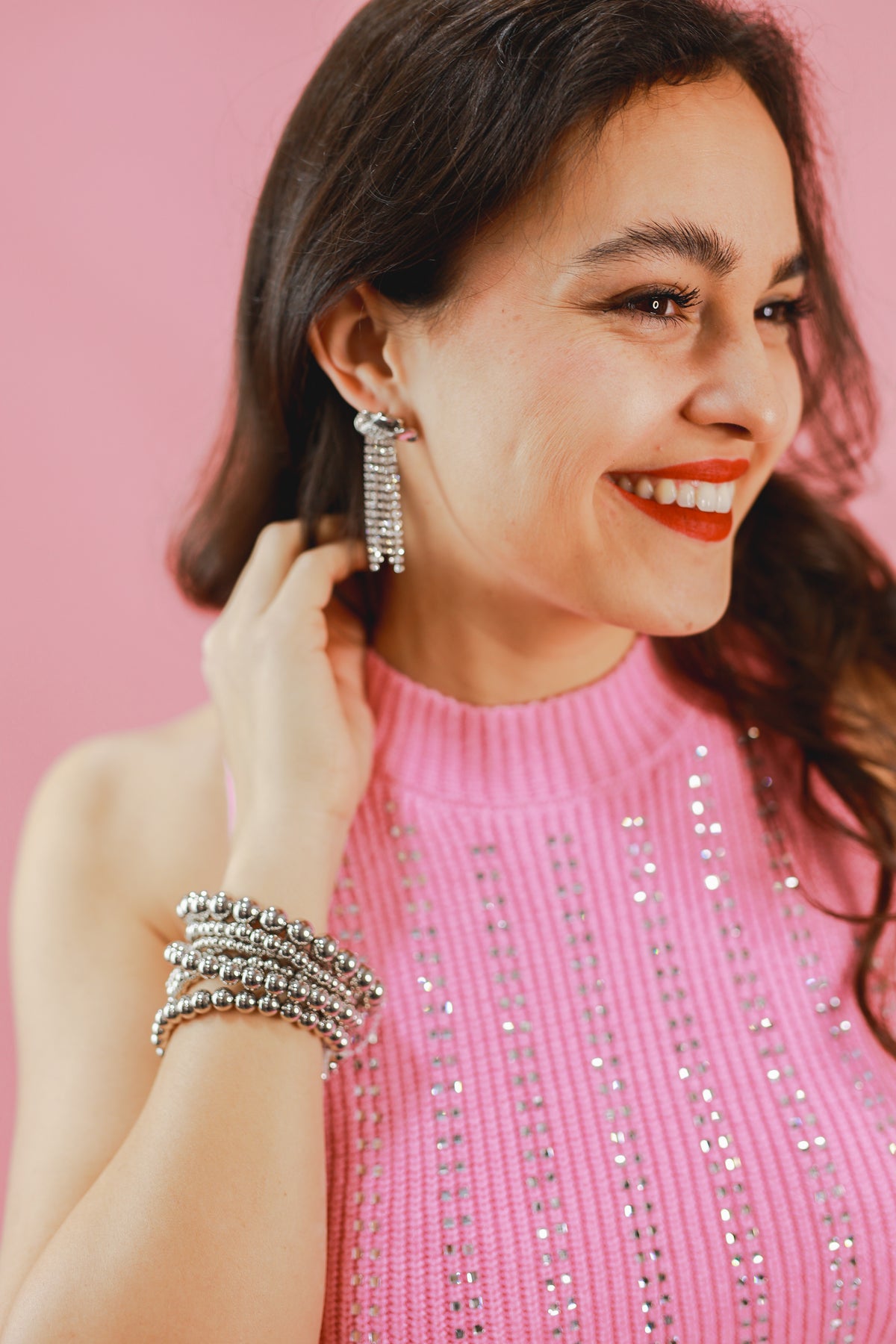 One Last Cowboy Rhinestone Earrings In Silver-Earrings-Golden Stella-Southern House