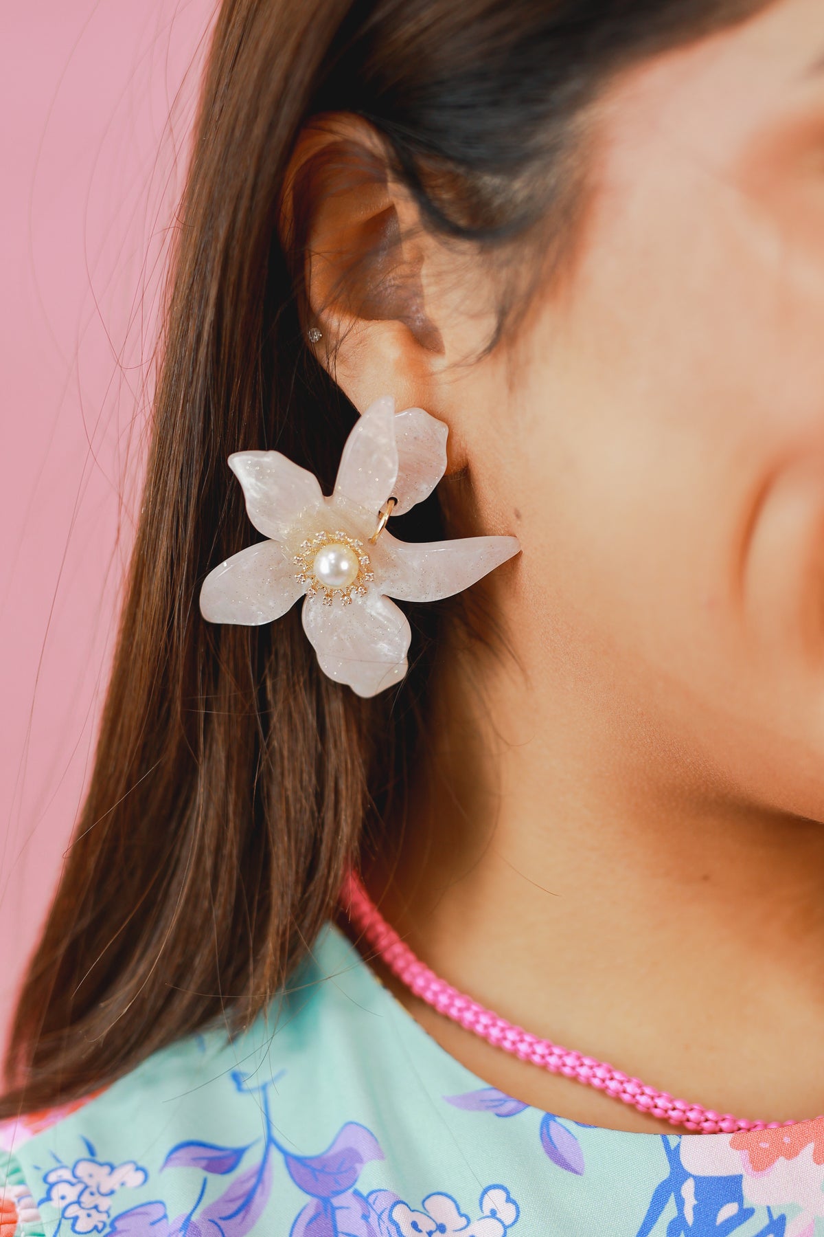 Petal & Pearl Bud Earrings In Soft Pink-Earrings-Southern House-Southern House