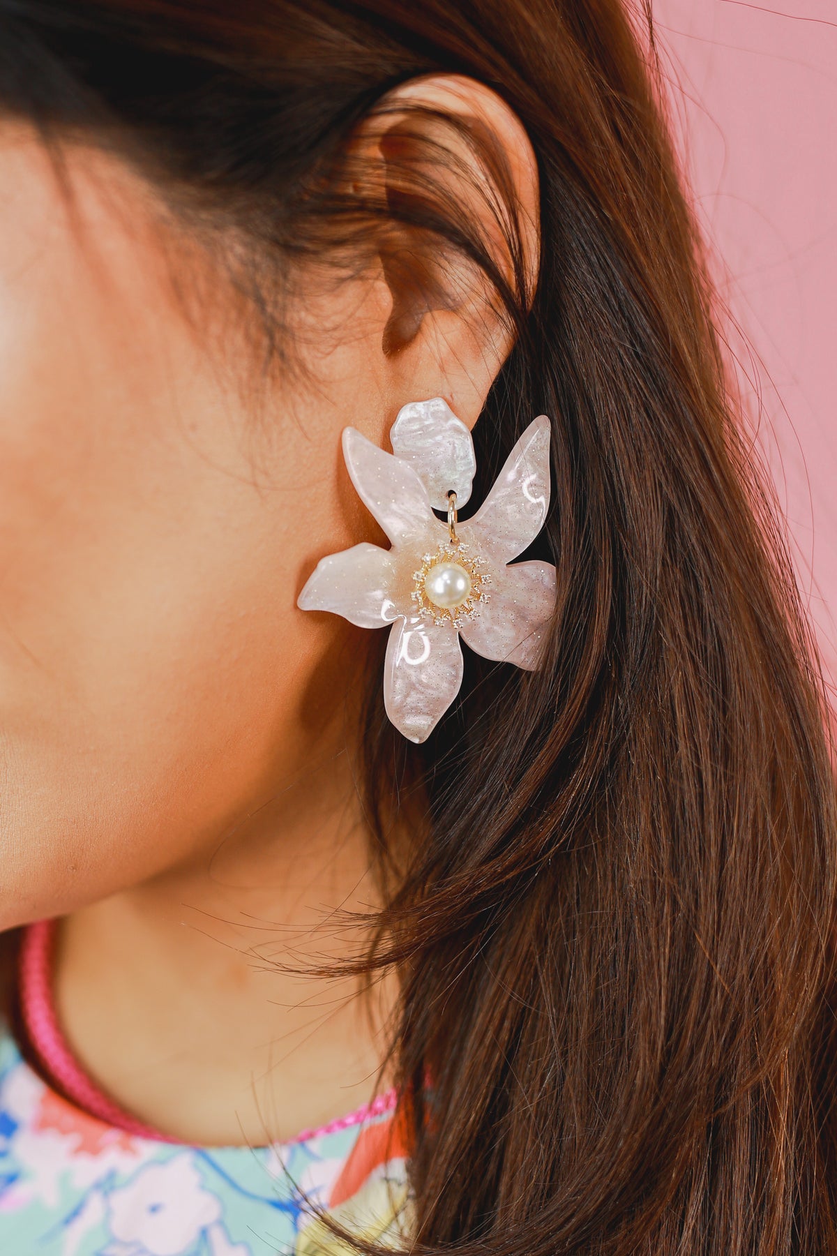 Petal & Pearl Bud Earrings In Soft Pink-Earrings-Southern House-Southern House