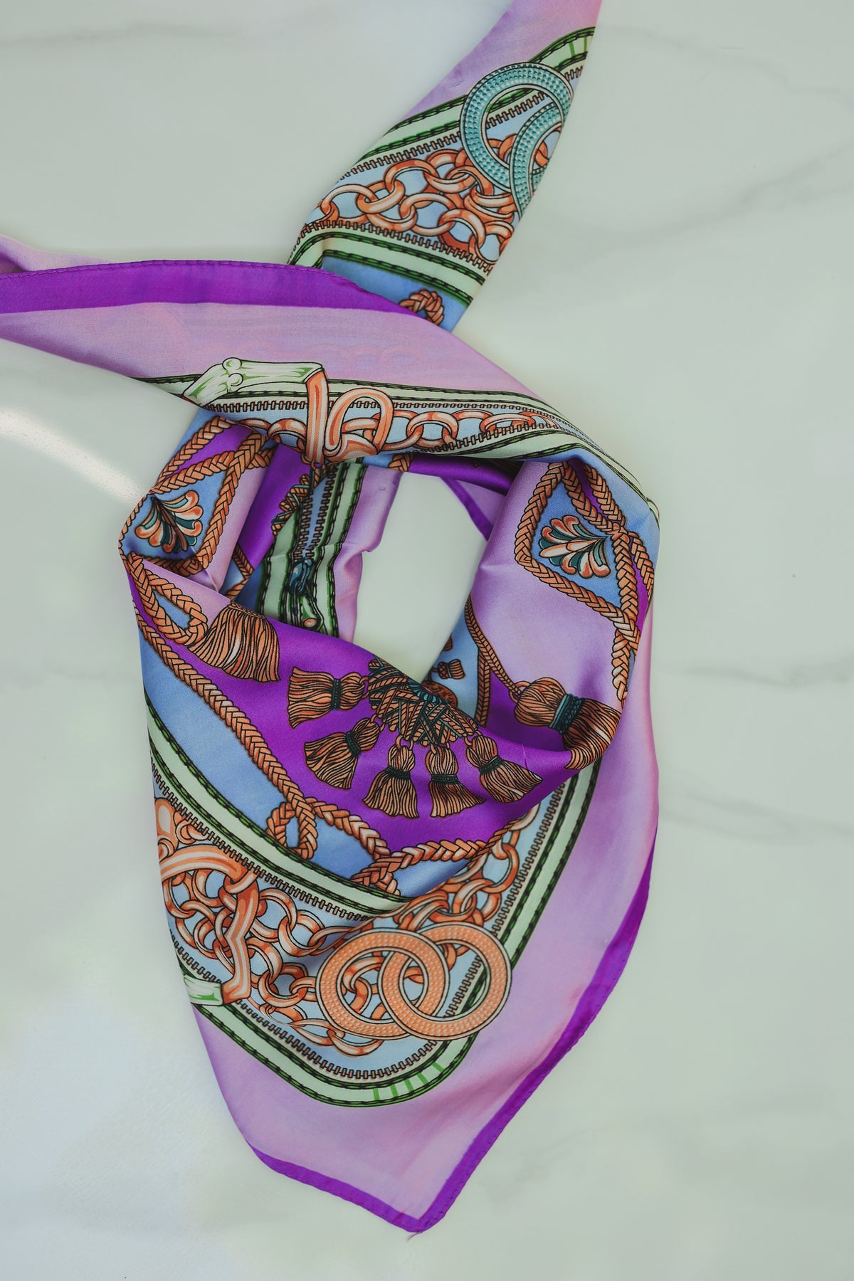 Regal Ropes Square Scarf – Purple & Gold-Scarf-Southern House