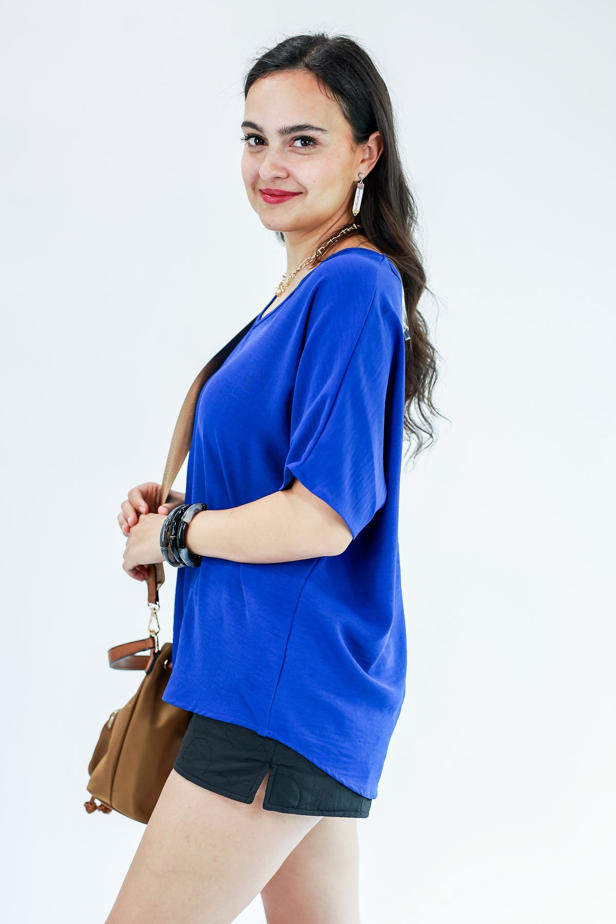 Living In Style Shift Top In Royal-Shirt/Tops-Entro-Southern House