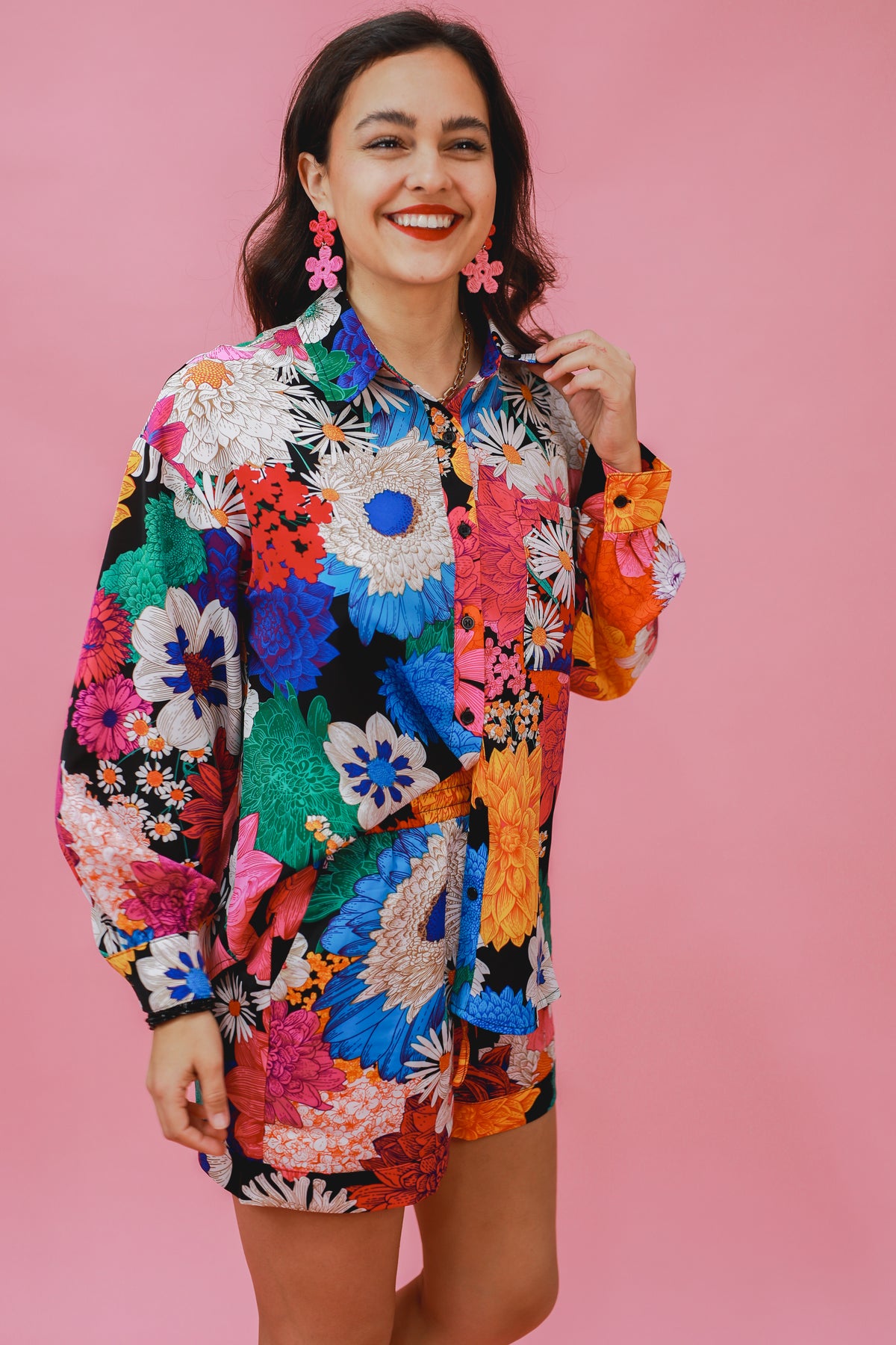 Precious Pink Flower Earrings-Sam Mi Jewelry-Southern House