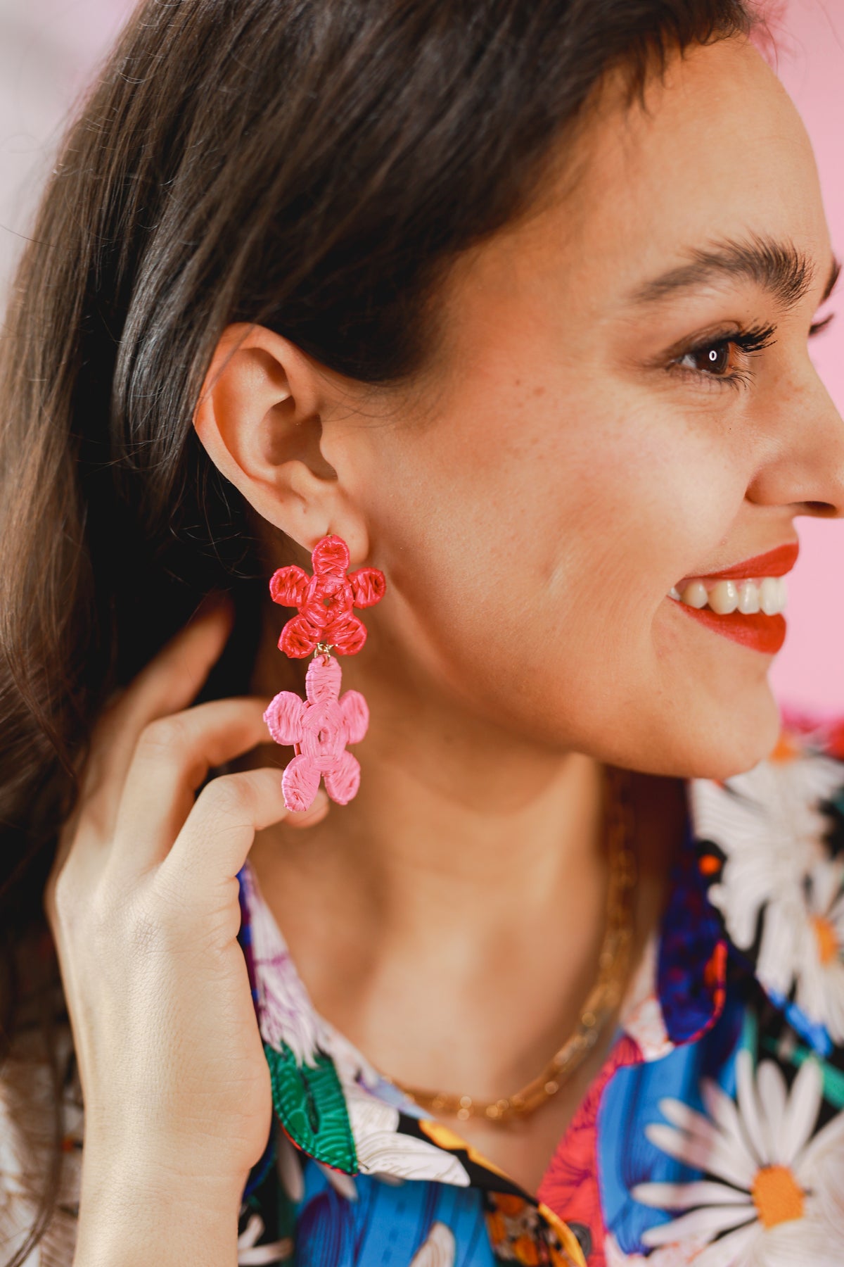 Precious Pink Flower Earrings-Sam Mi Jewelry-Southern House