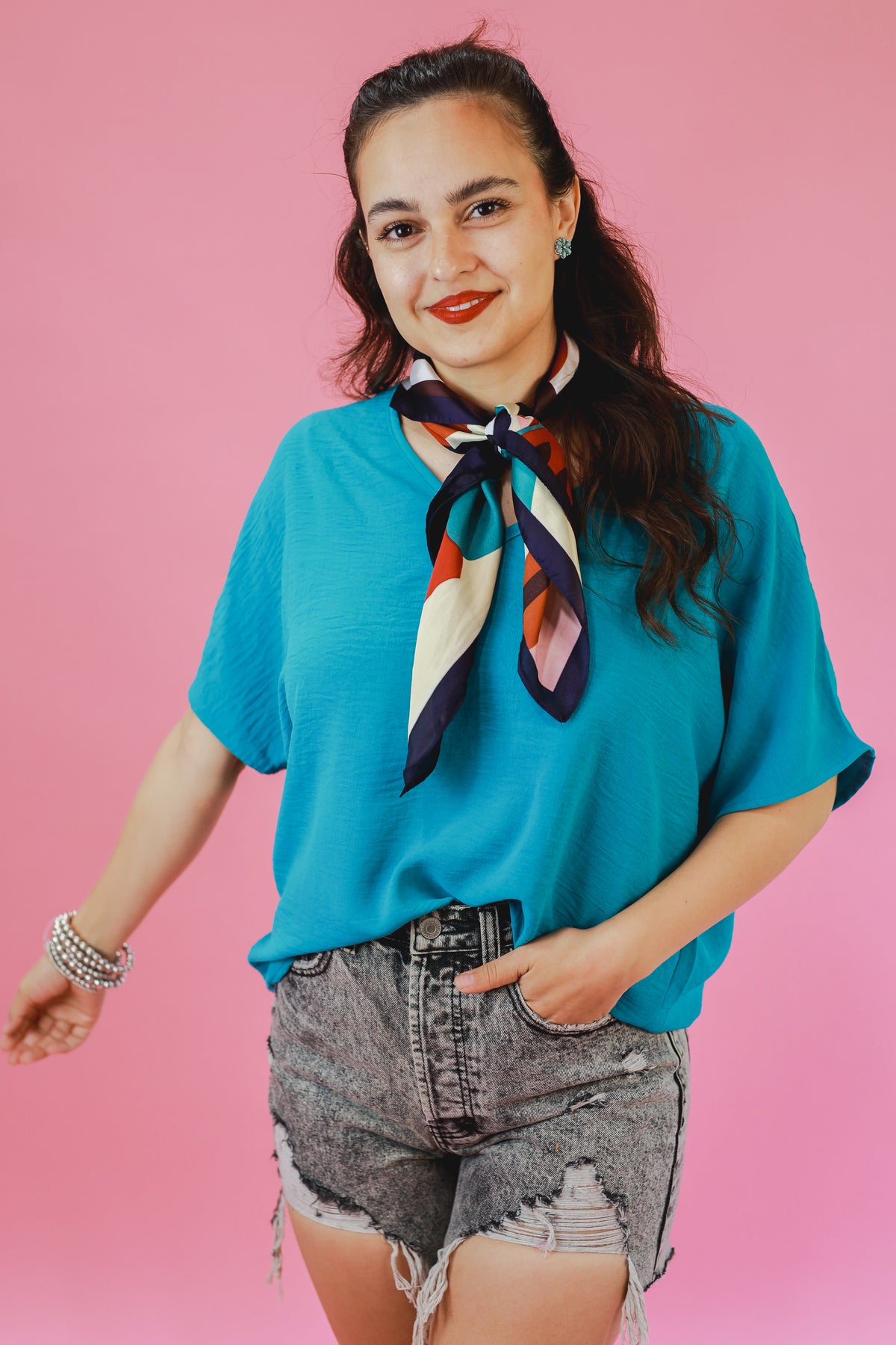 Call It Chic Scarf In Navy-Southern House-Southern House