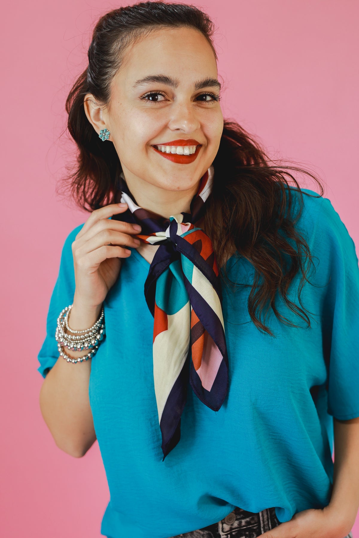 Call It Chic Scarf In Navy-Southern House-Southern House
