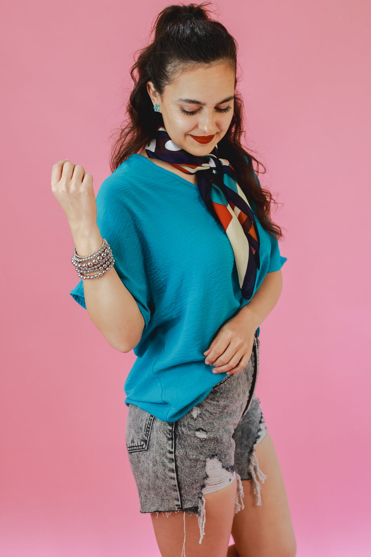 Living In Style Shift Top In Turquoise-Entro-Southern House