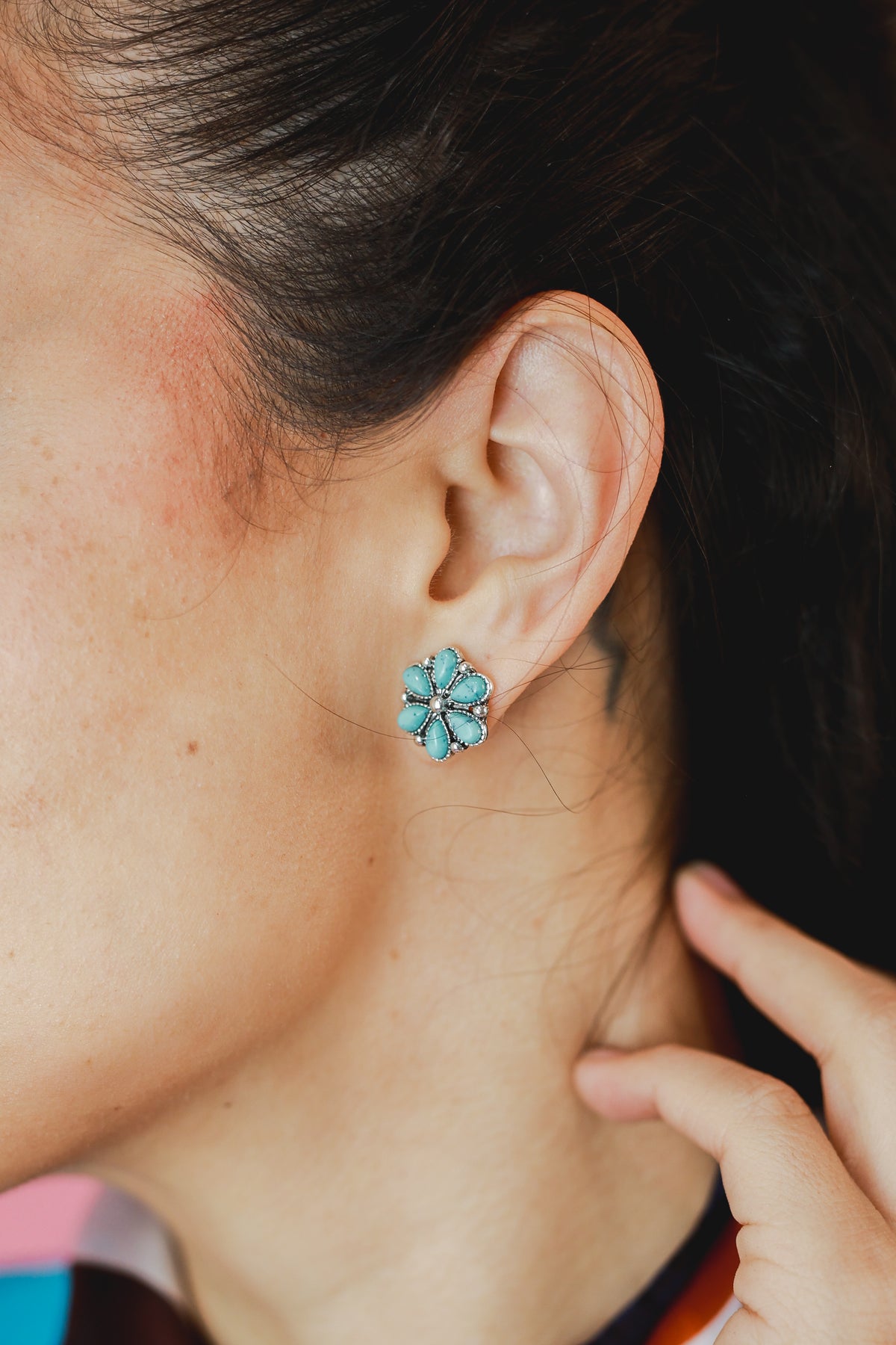 Pop Of Turquoise Stud Earrings-Earrings-Southern House-Southern House