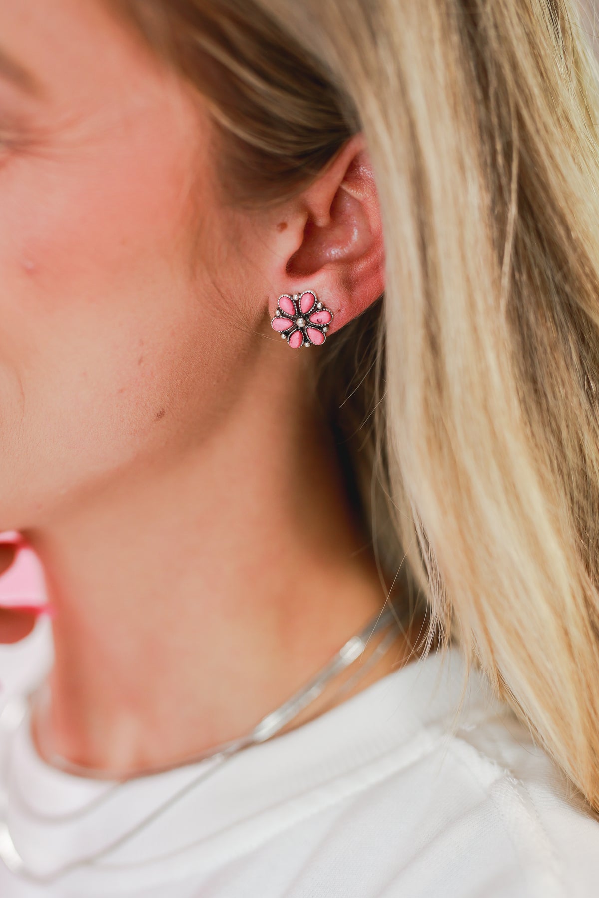 Pop Of Pink Stud Earrings-Southern House-Southern House