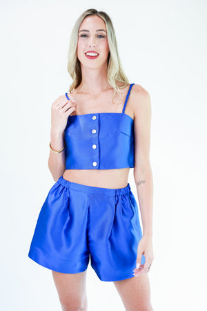Luxe Moment Dress Shorts In French Blue