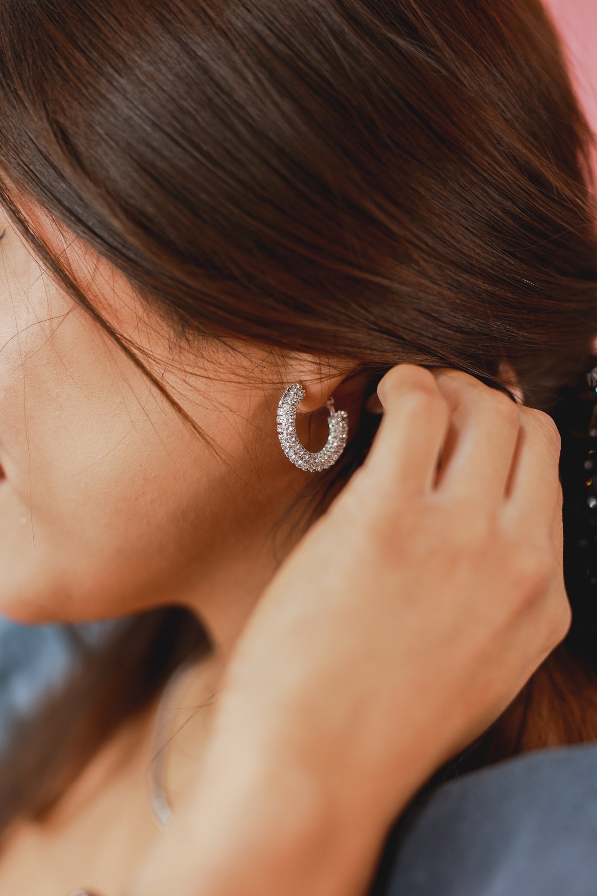 Crystal Clear Earrings In Silver-Earrings-Sam Mi Jewelry-Southern House