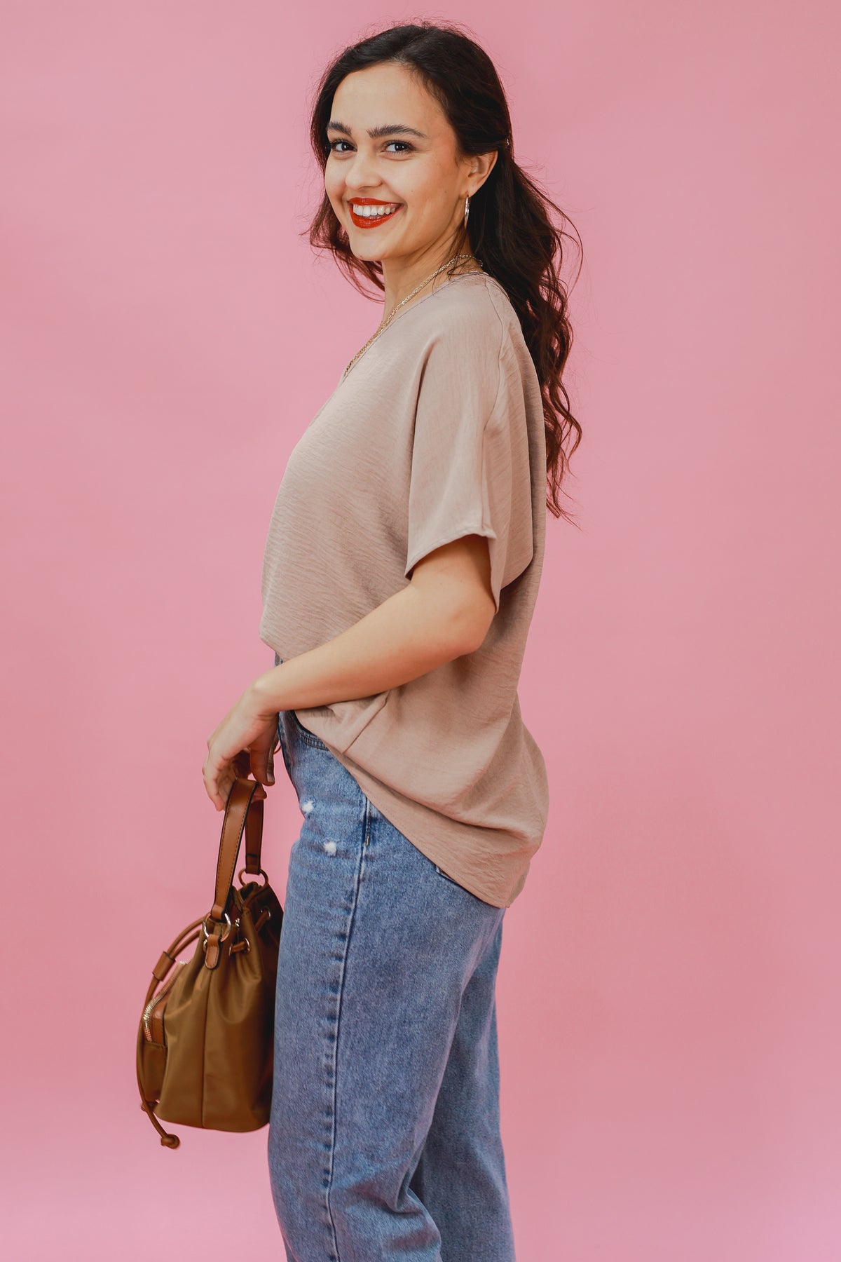 Living In Style Shift Top In Latte-Shirts/Top-Entro-Southern House