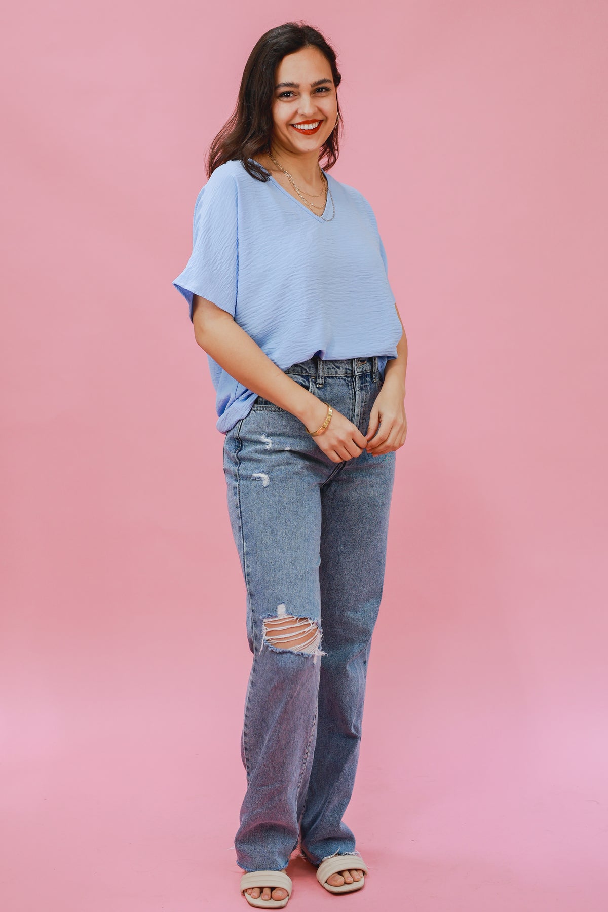 Living In Style Shift Top In Sky-Shirts/Top-Entro-Southern House