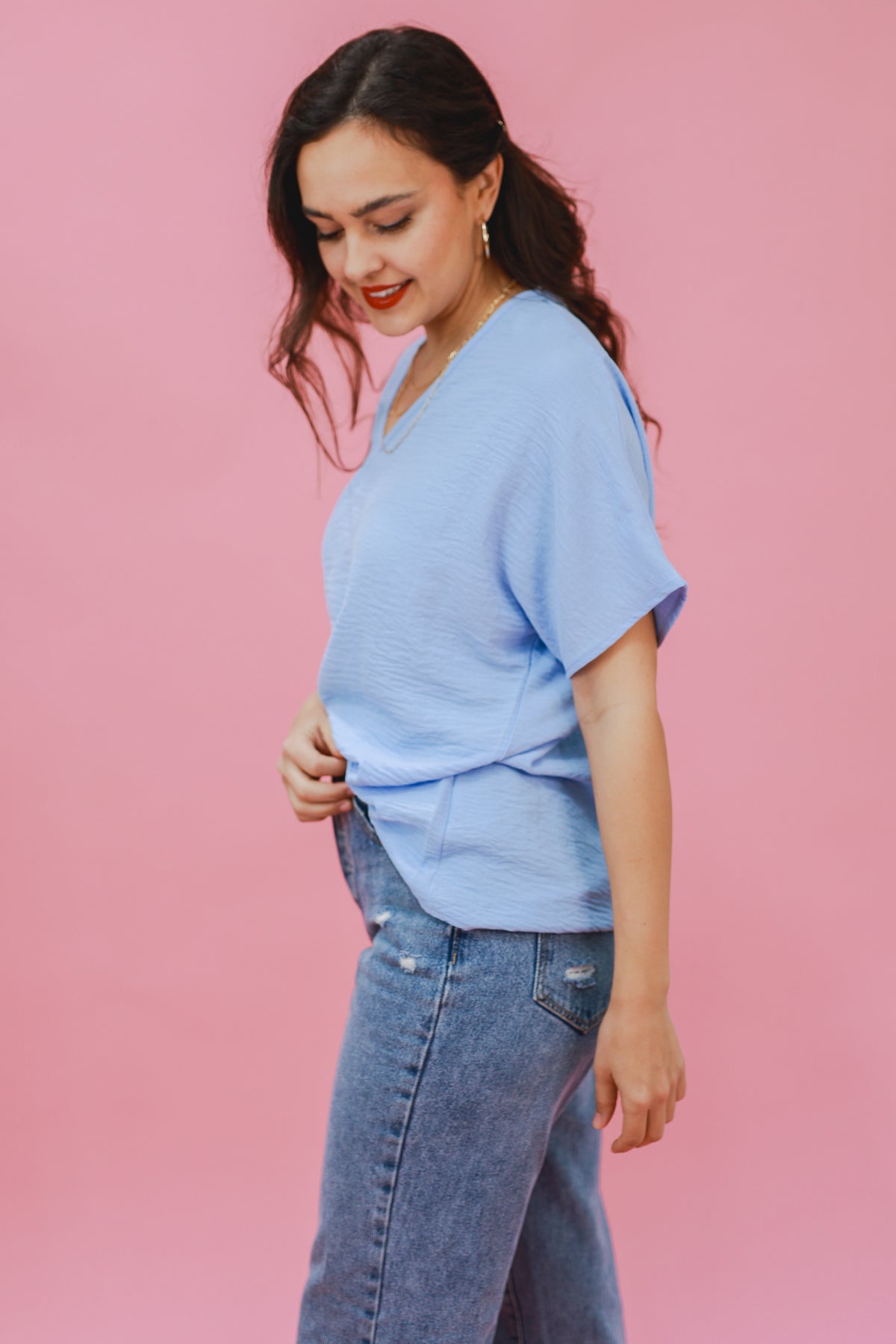 Living In Style Shift Top In Sky-Shirts/Top-Entro-Southern House