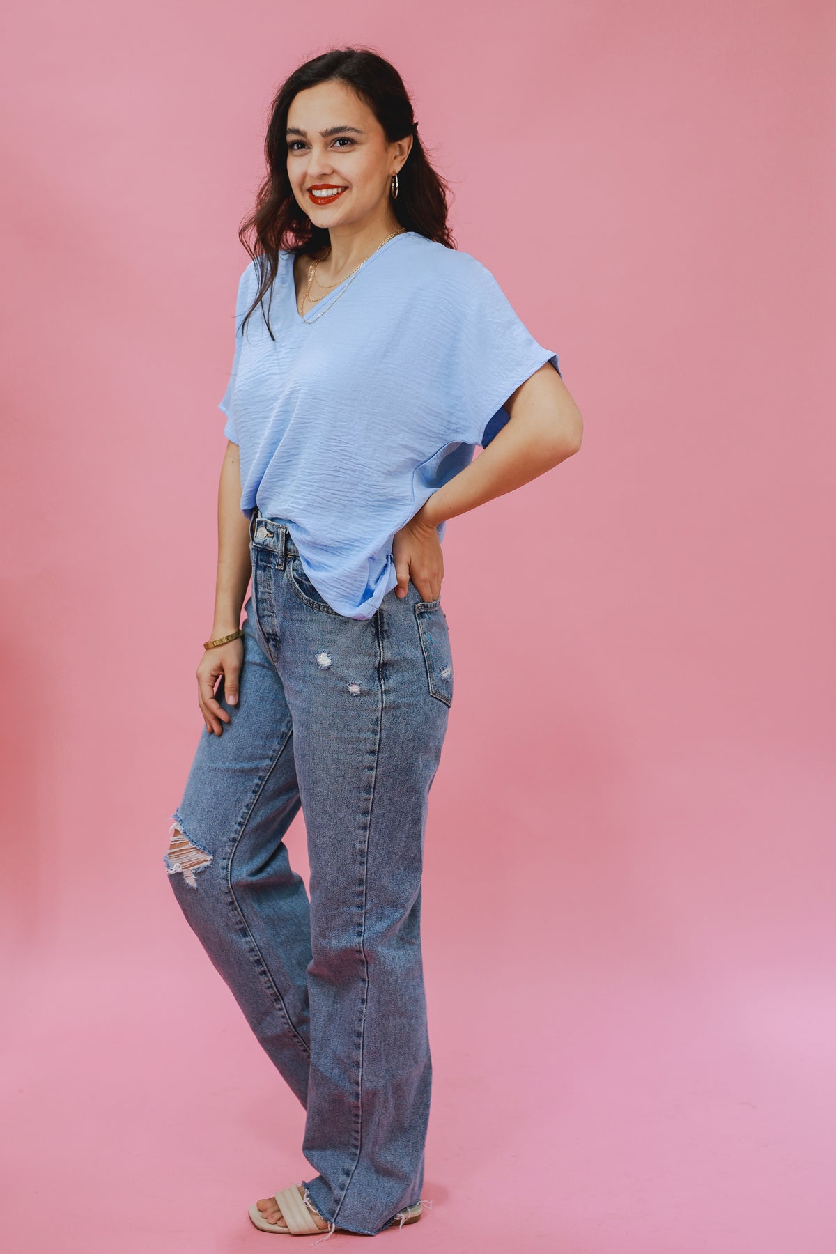 Living In Style Shift Top In Sky-Shirts/Top-Entro-Southern House