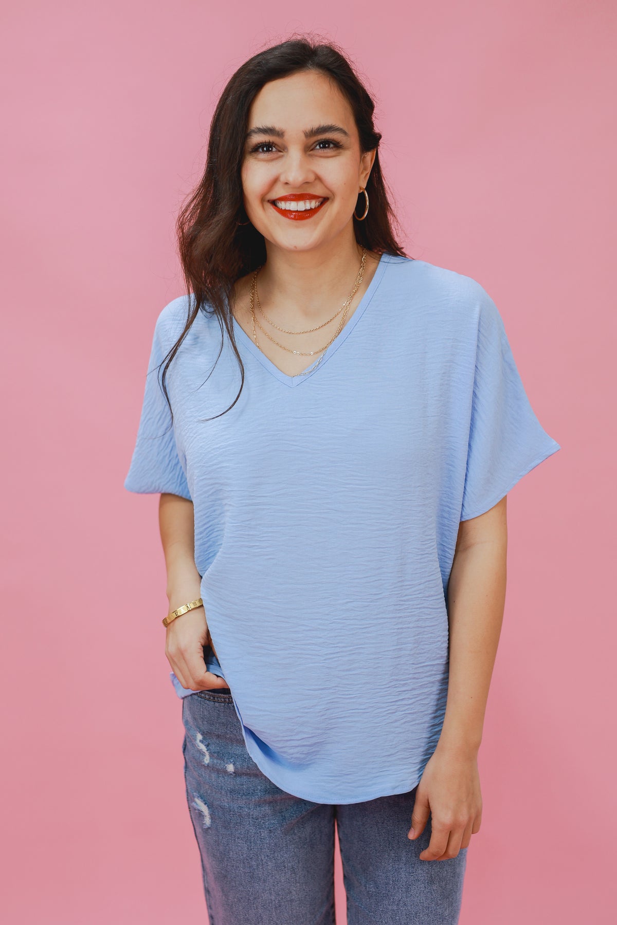 Living In Style Shift Top In Sky-Shirts/Top-Entro-Southern House