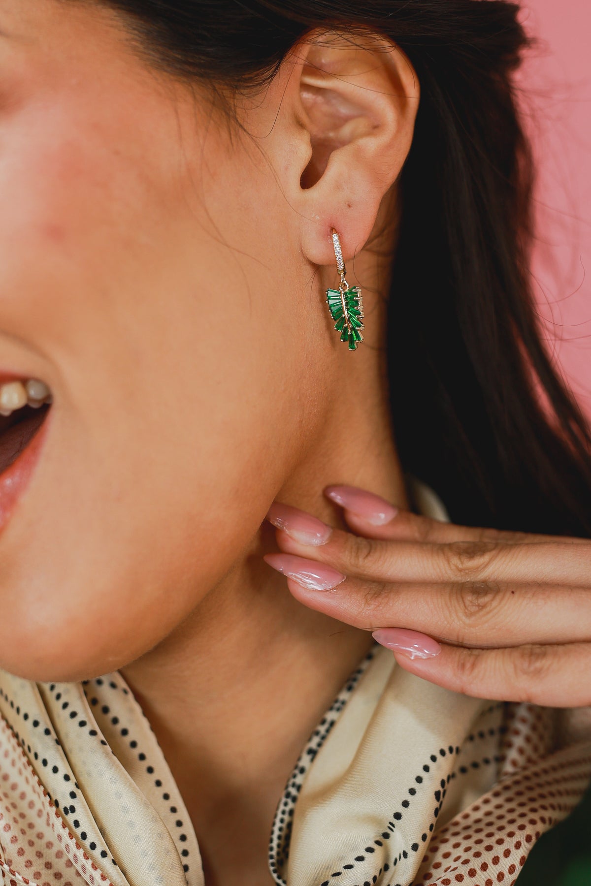 Banana Leaf Earrings In Green-Southern House-Southern House