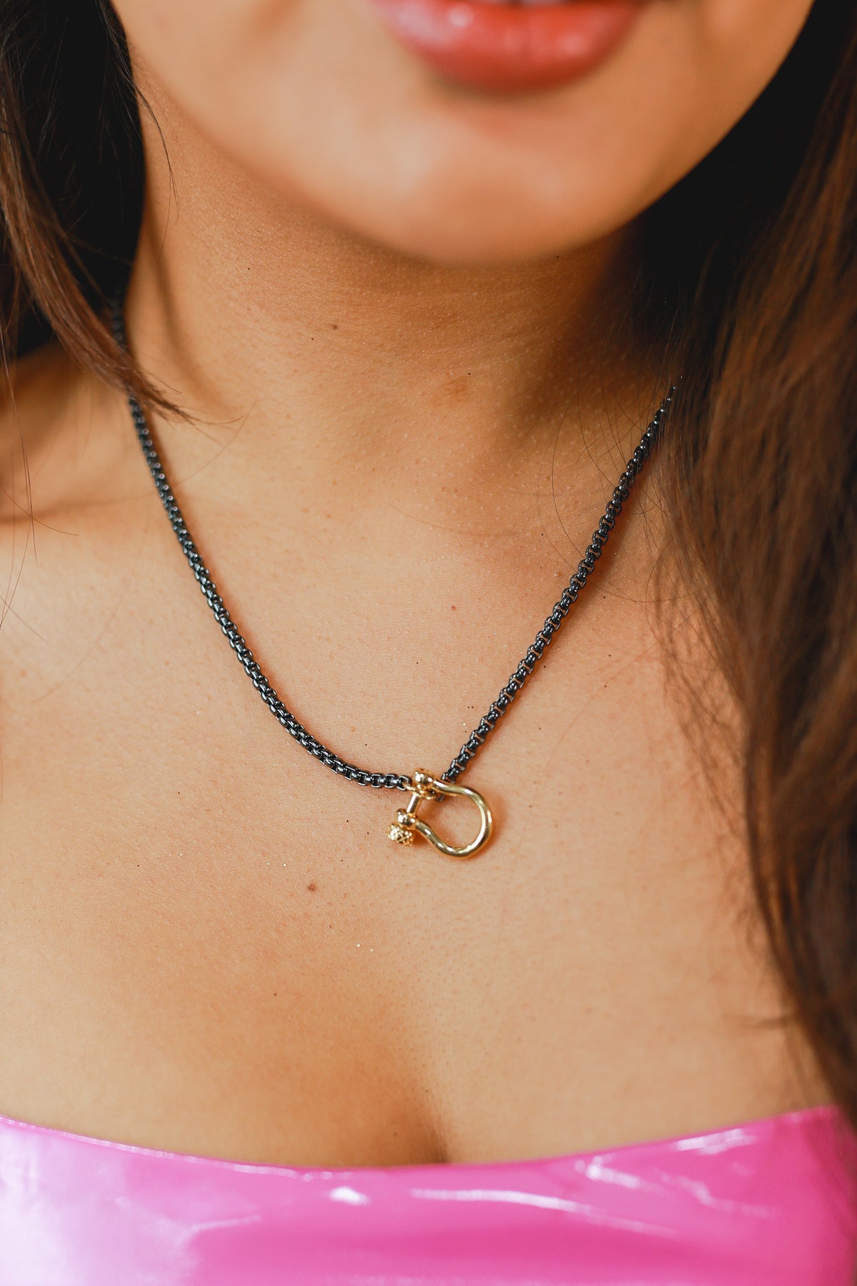 Cherished Horse Bit Necklace In Chrome-Necklace-Southern House