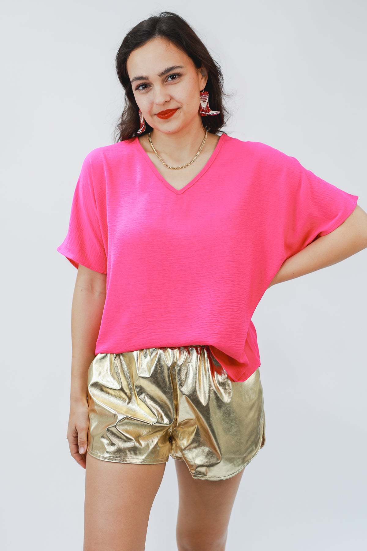 Living In Style Shift Top In Hot Pink-Shirt/Tops-Entro-Southern House