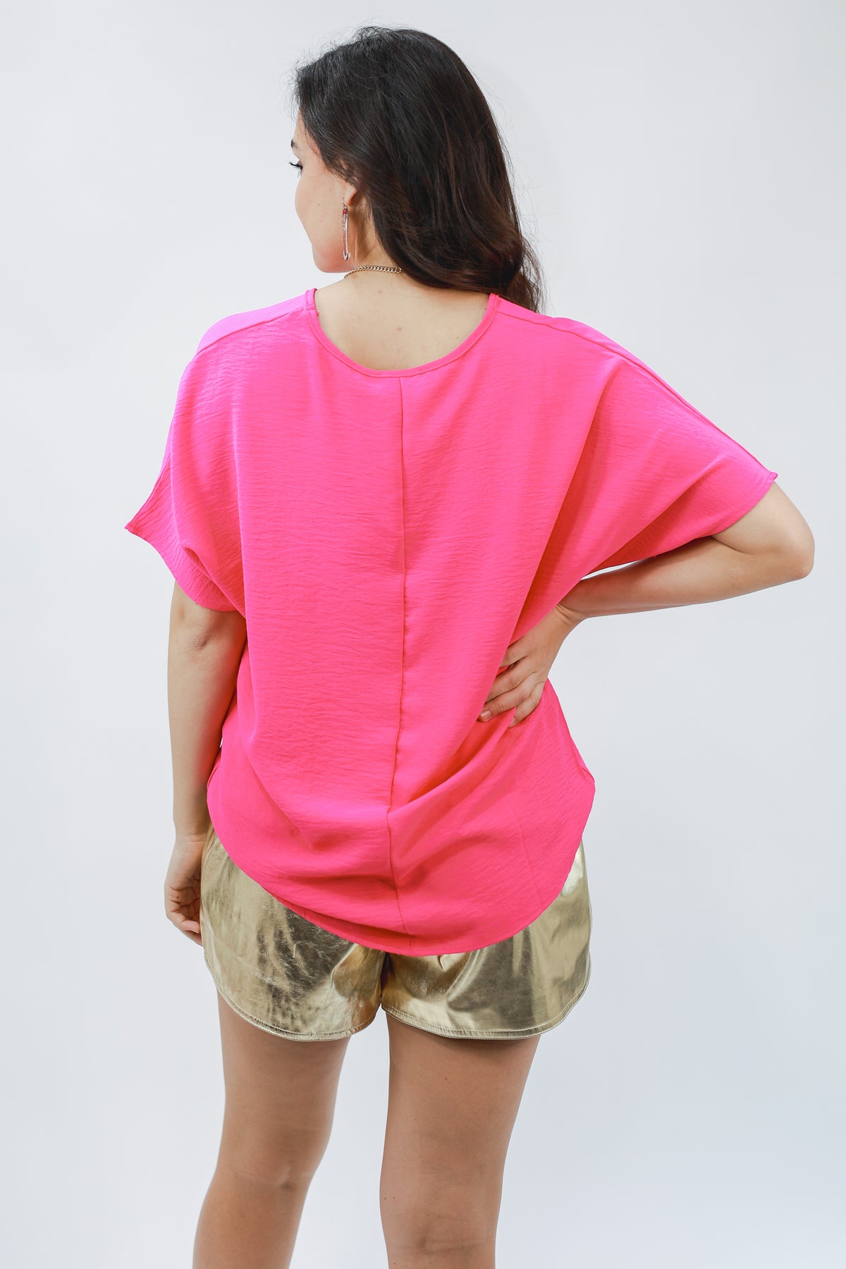 Living In Style Shift Top In Hot Pink-Shirt/Tops-Entro-Southern House