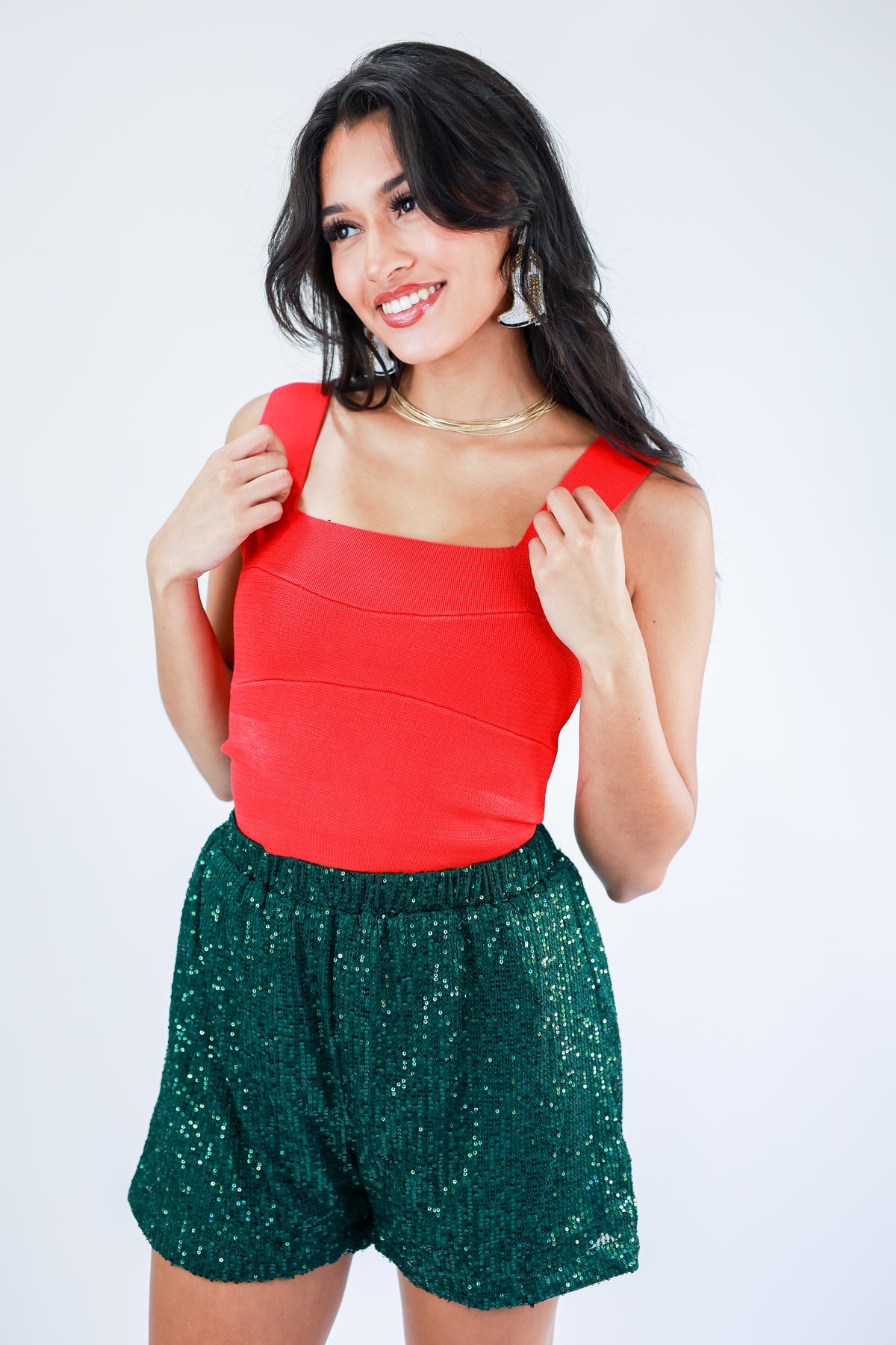 Sparkle Diva Sequin Shorts In Hunter-Shorts-Entro-Southern House