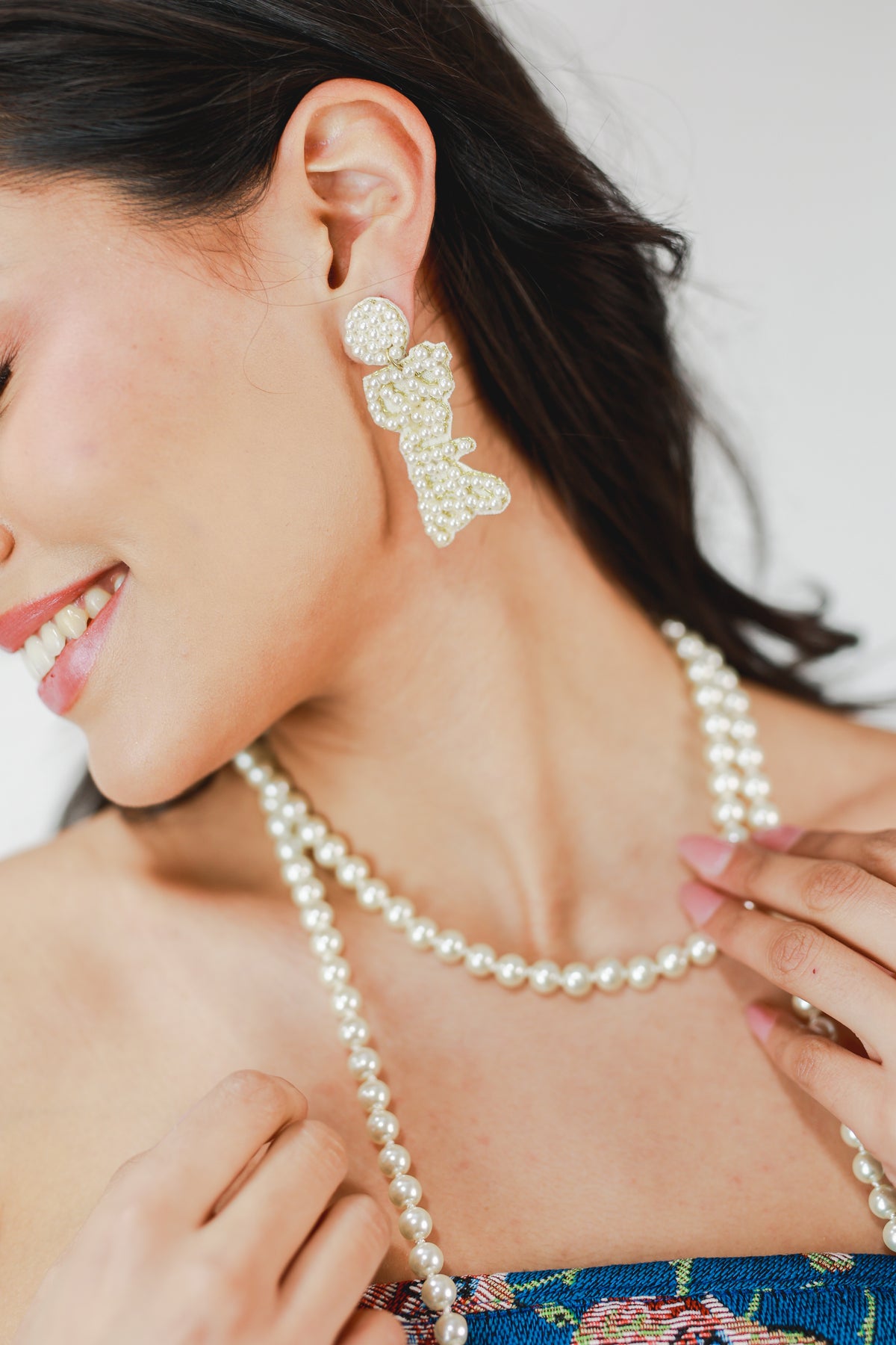 Bride Pearl Cursive Earrings-Earrings-Golden Stella-Southern House