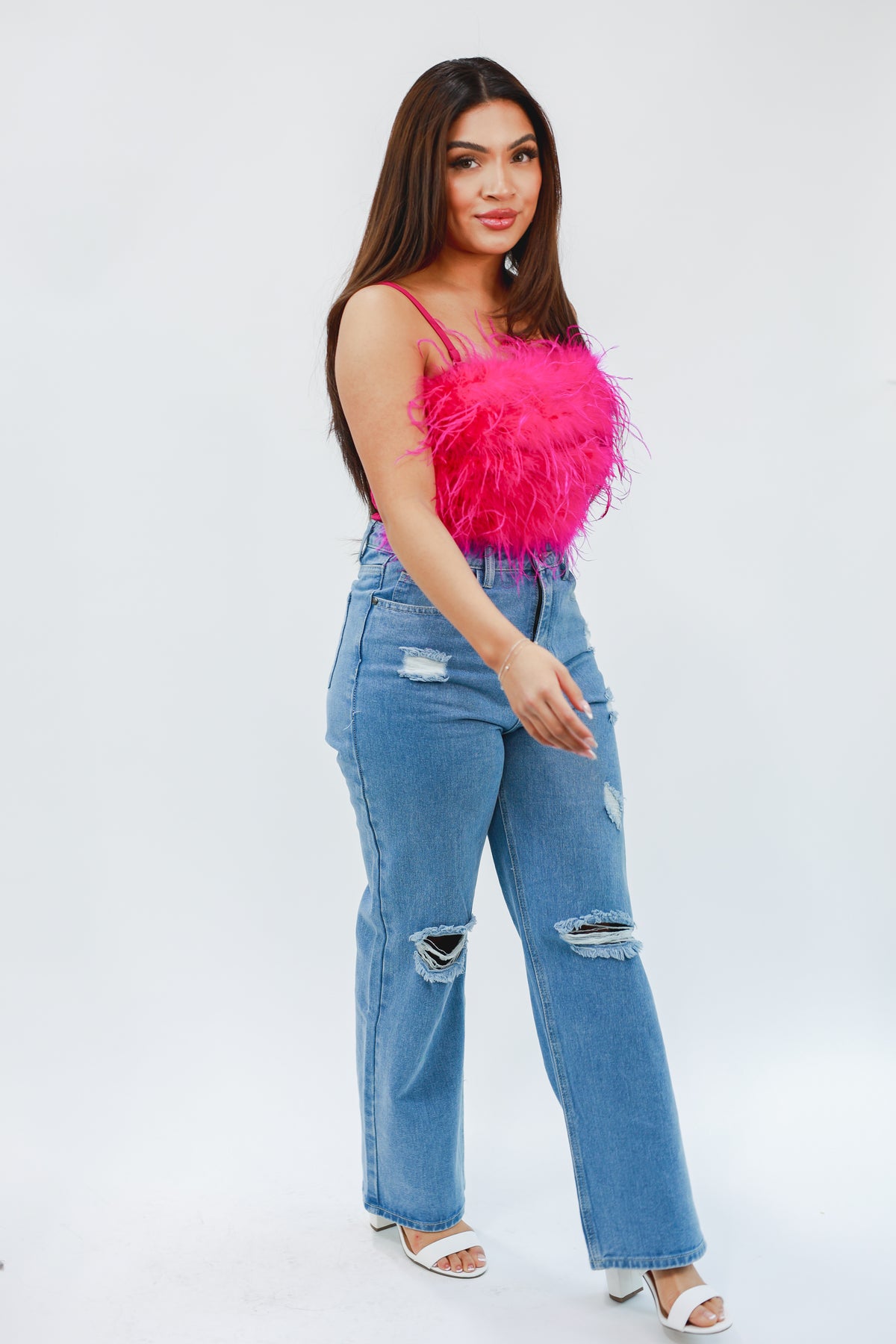 Red Carpet Feather Cami In Magenta-Shirt/Tops/Tank/Cami-She + Sky-Southern House