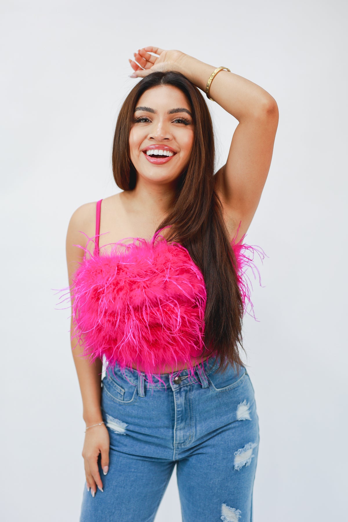 Red Carpet Feather Cami In Magenta-Shirt/Tops/Tank/Cami-She + Sky-Southern House