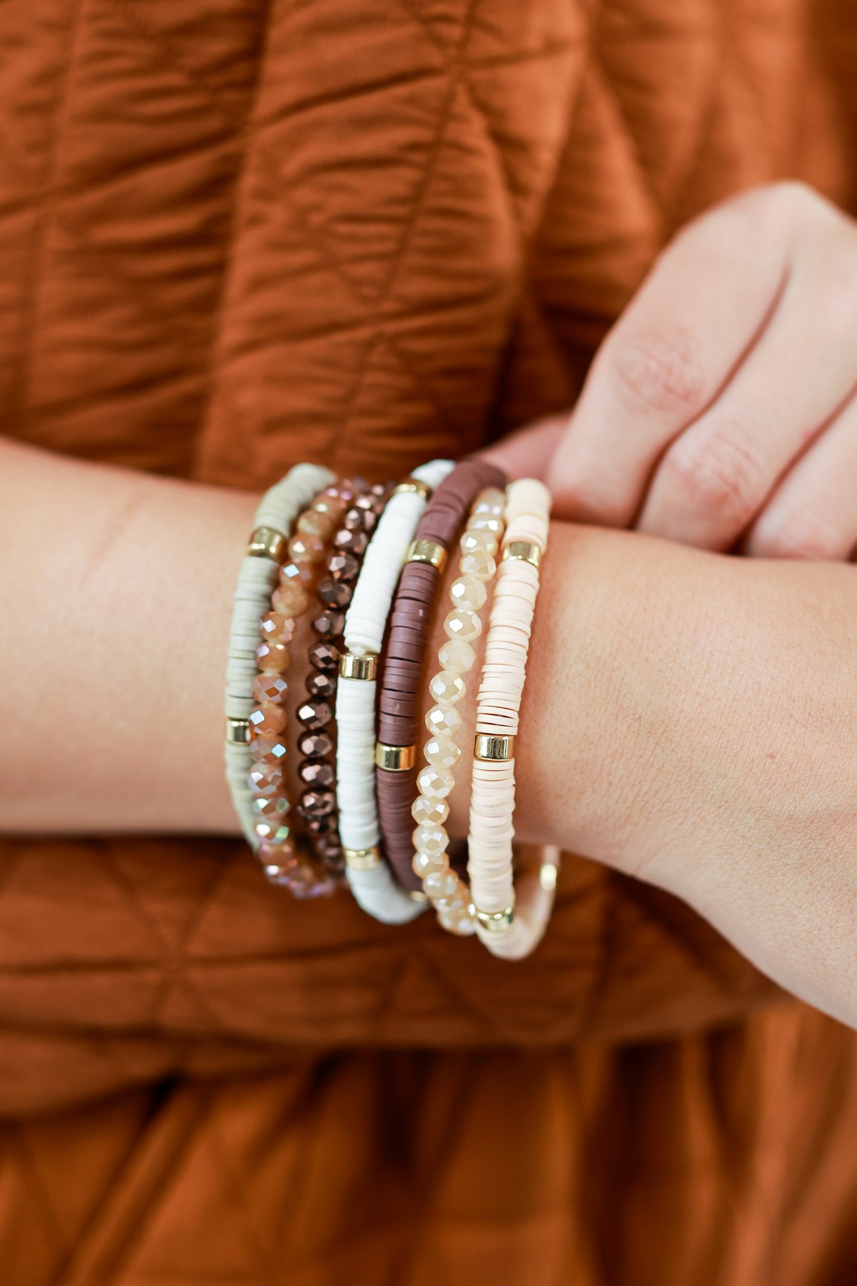 Beauty Babe Beaded Bracelet Stack In Neutral-Bracelet-Kenze Panne-Southern House