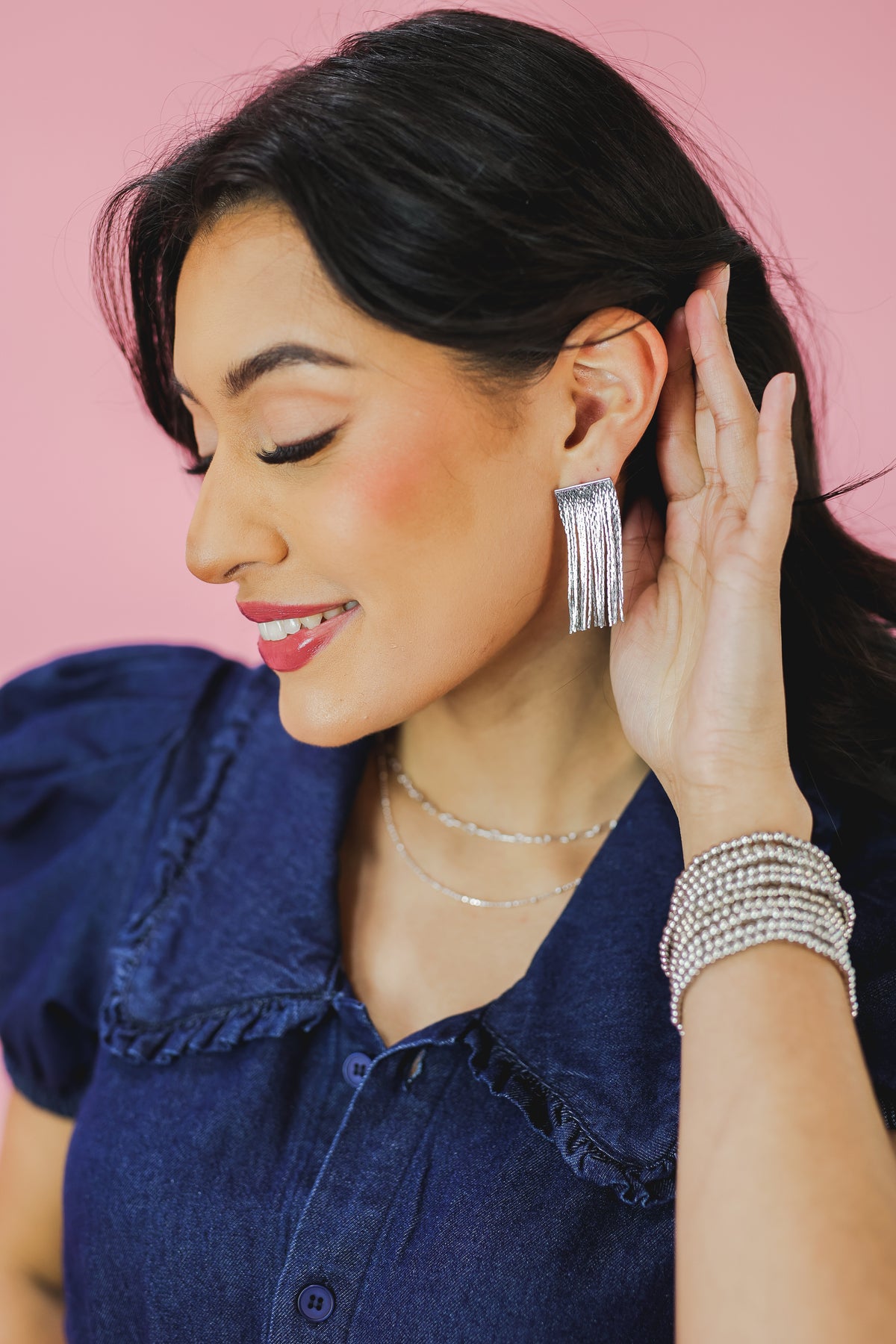 Party Girl Fringe Earrings - Silver-Southern House-Southern House