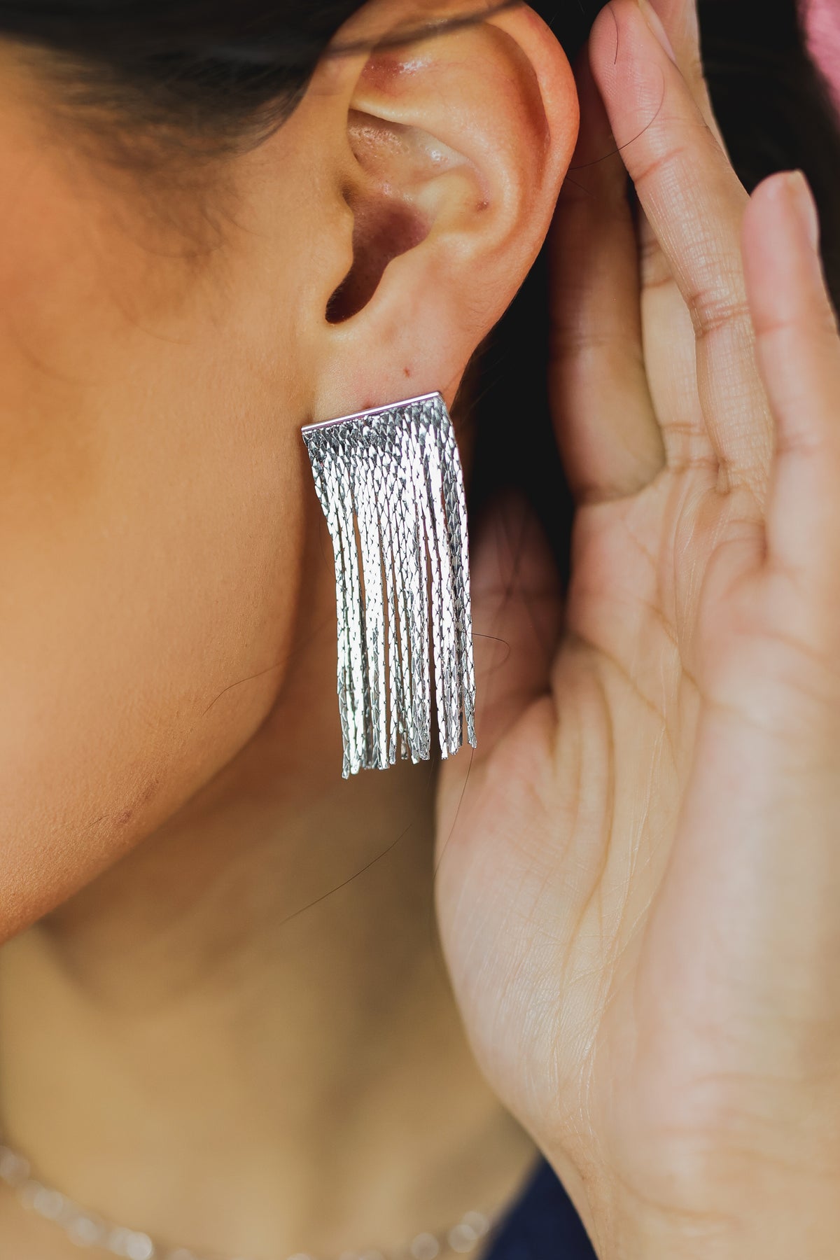 Party Girl Fringe Earrings - Silver-Southern House-Southern House