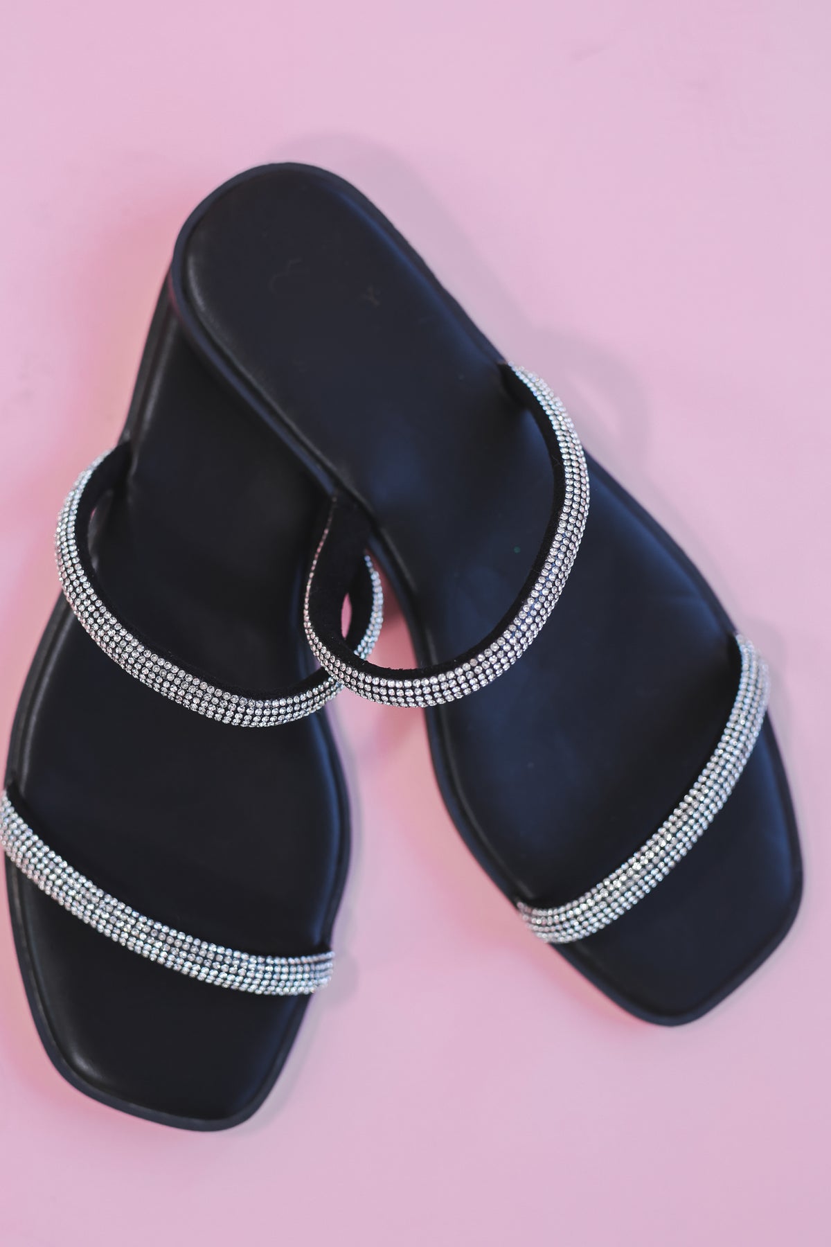 The Lucy Rhinestone Sandal In Black-KKE Original-Southern House