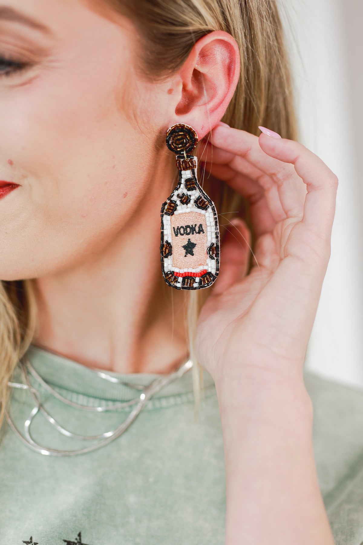 Weekend Vibes Vodka Print Earrings-Earrings-Sam Mi Jewelry-Southern House