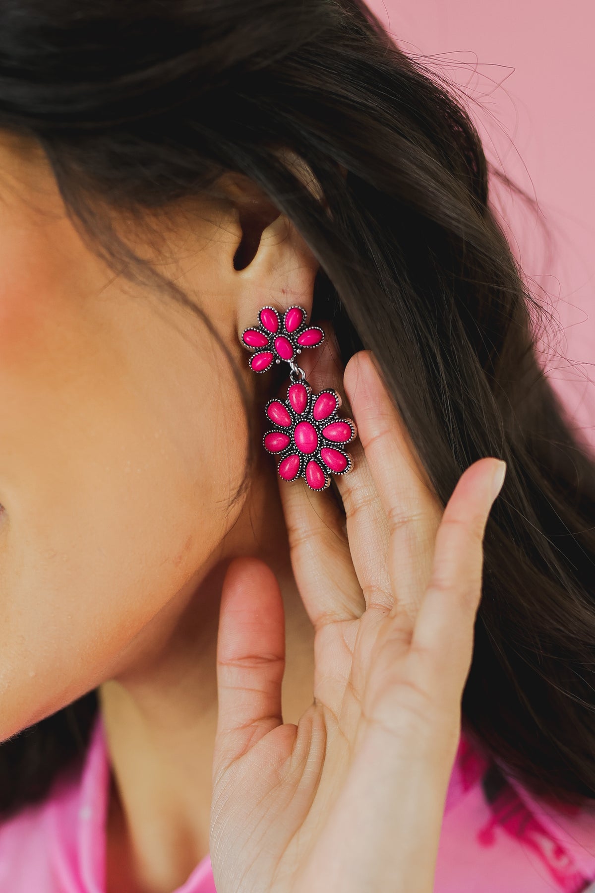 Cowgirl Queen Drop Earrings - Pink-Southern House-Southern House