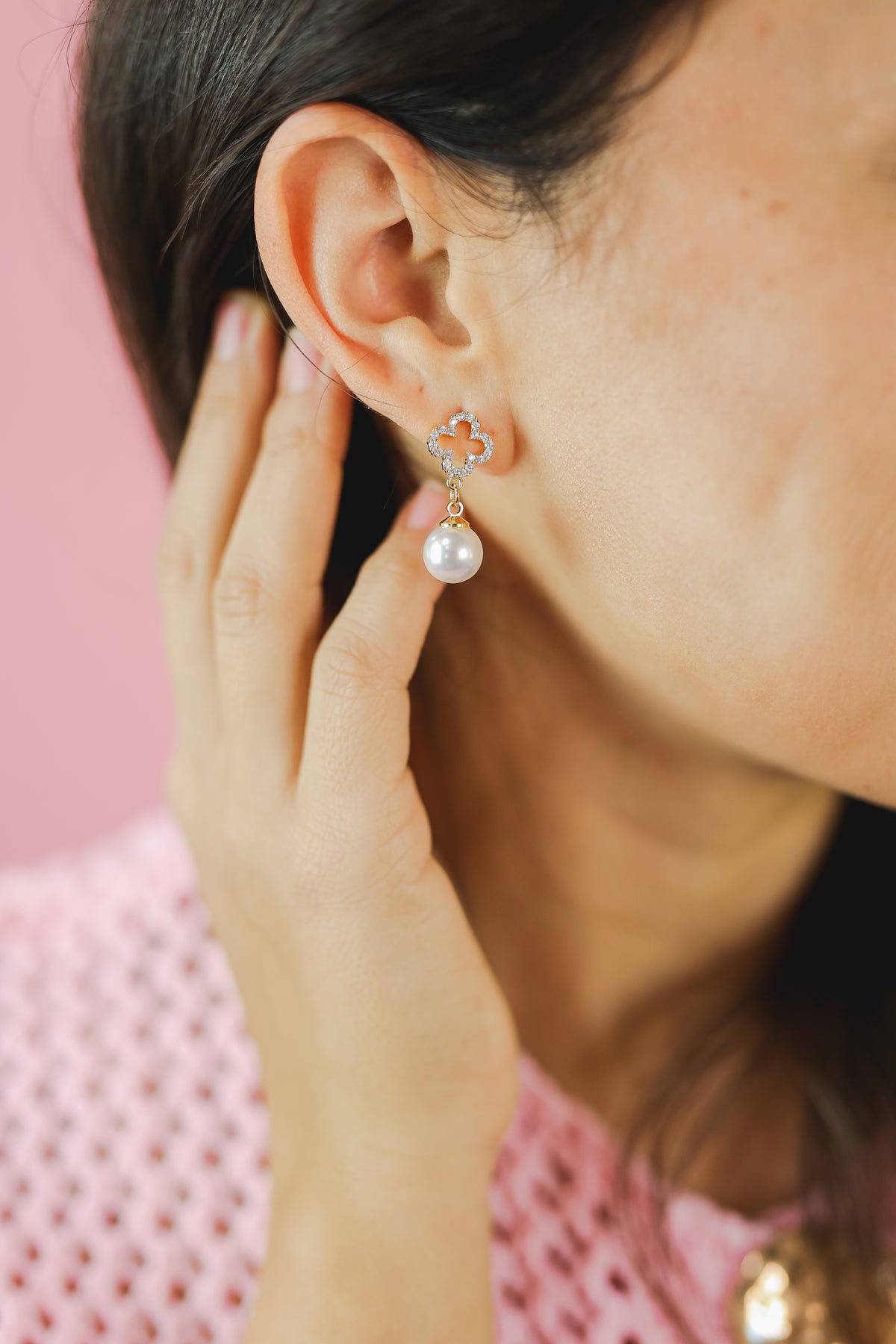 Clover Pearl Earrings-Southern House-Southern House