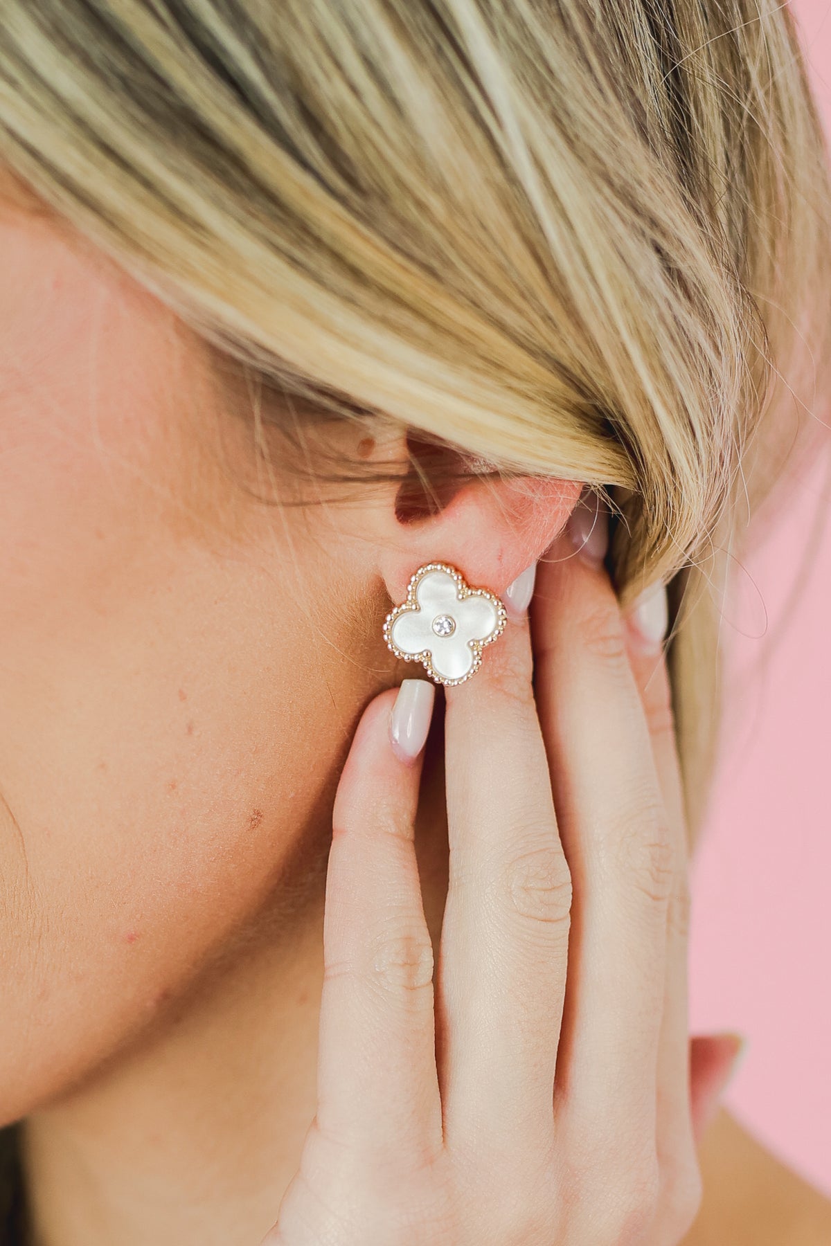 Precise Moment Clover Earrings - White-Southern House-Southern House