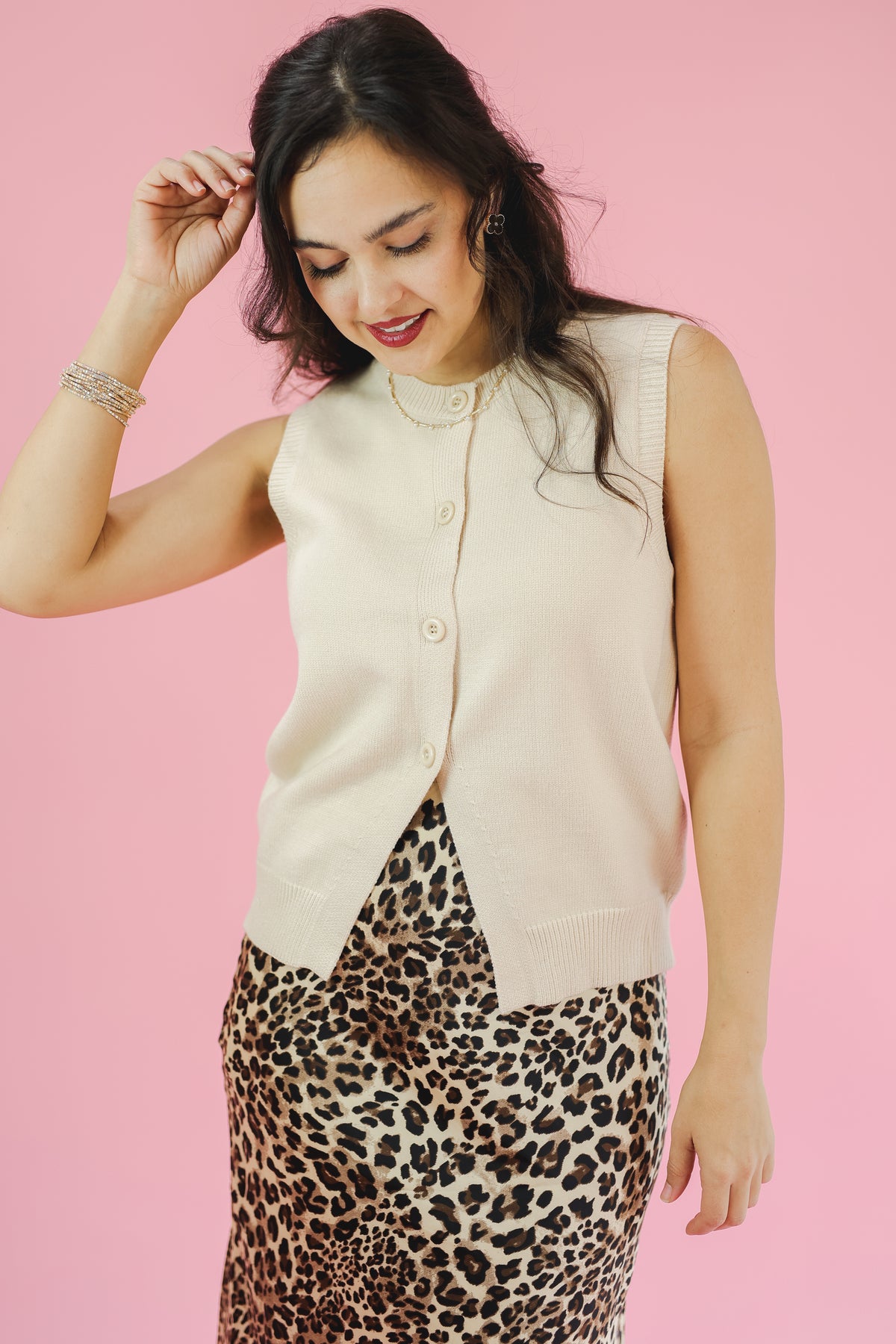 Knit And Calm Tank - Cream-Le lis-Southern House