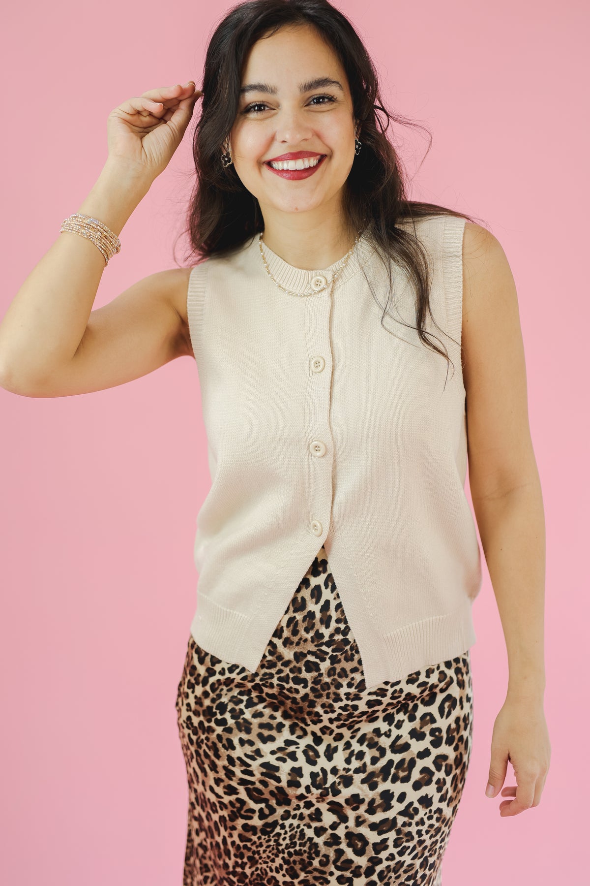 Knit And Calm Tank - Cream-Le lis-Southern House