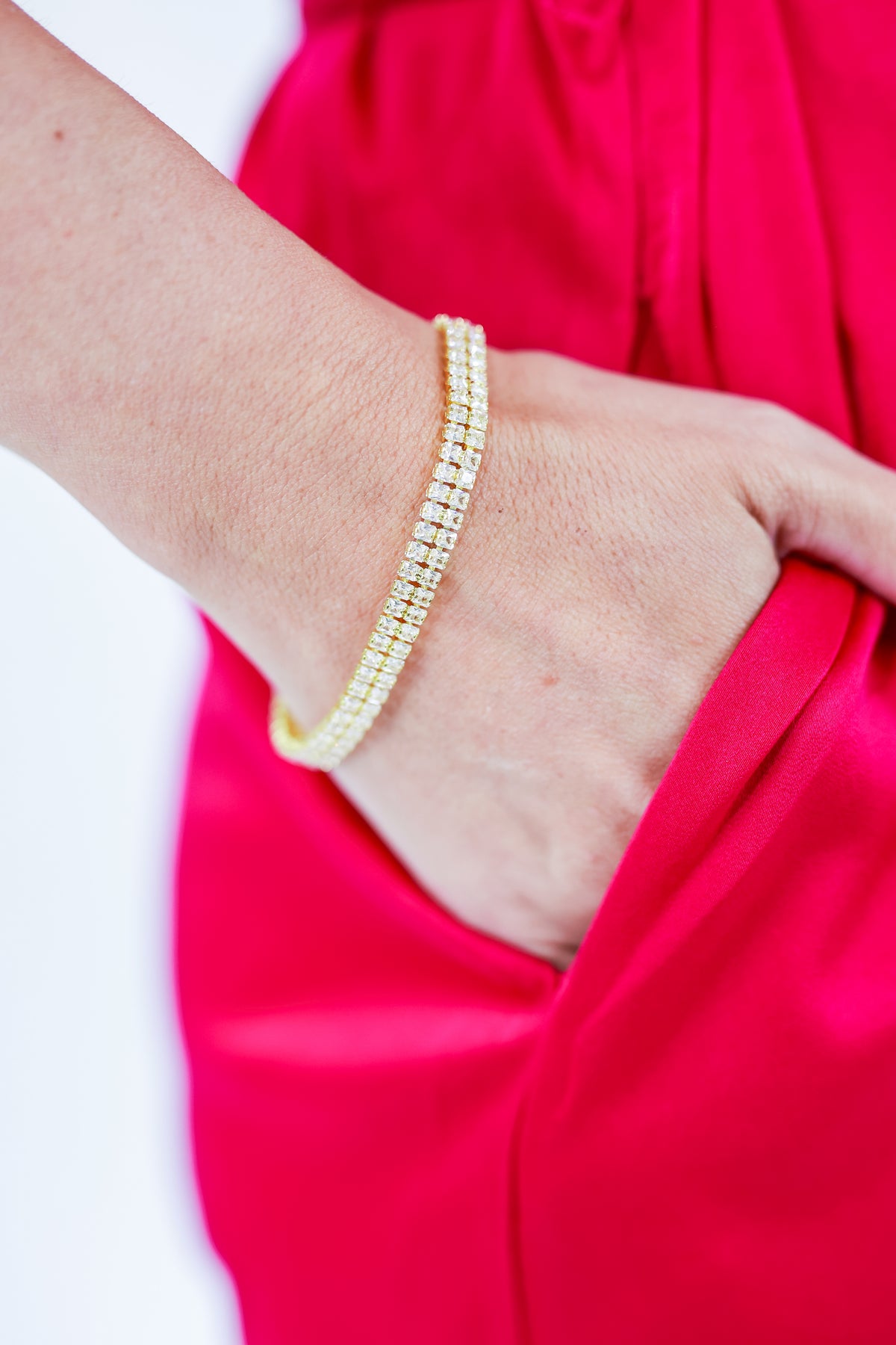 Shining Star Rhinestone Bracelet In Gold-Bracelet-Joia-Southern House