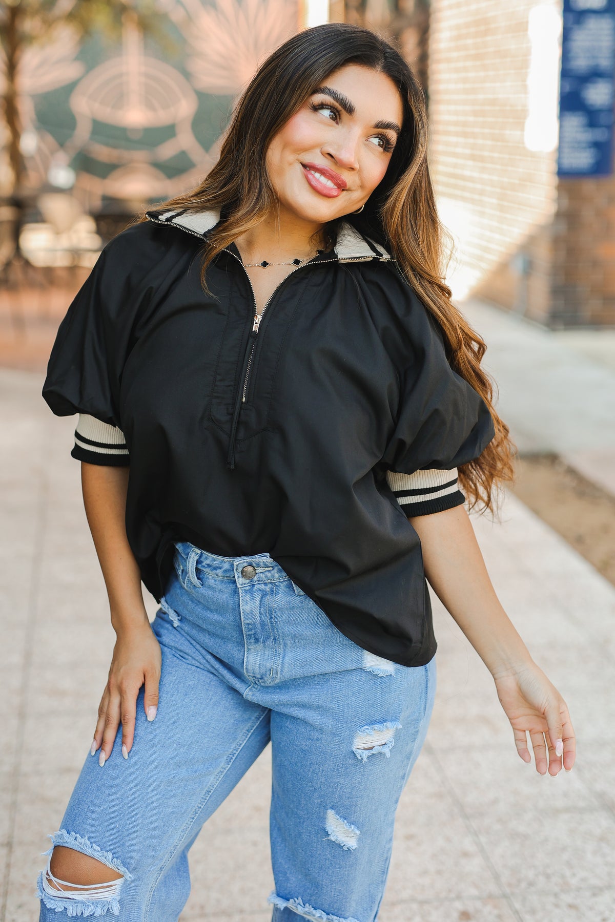 Maren Quarter Zip Top-Shirt/Tops-Southern House