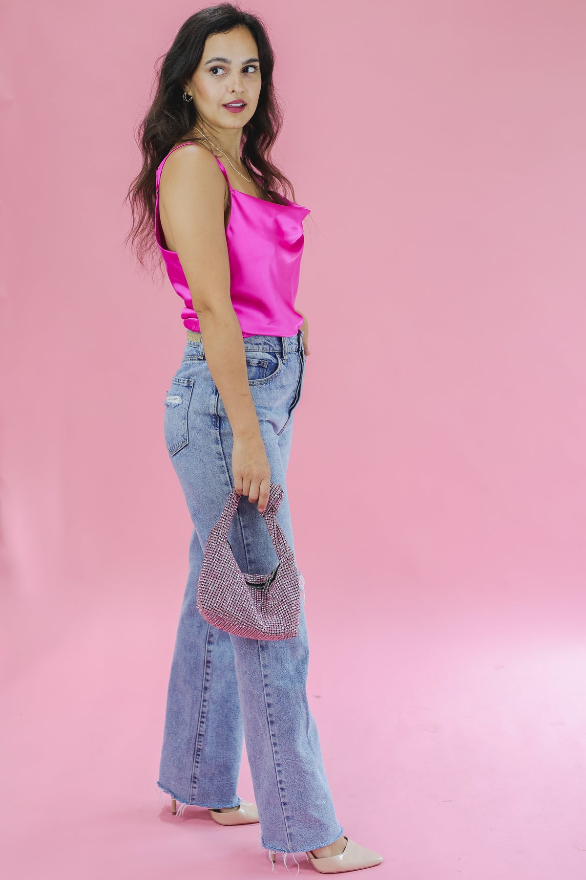 Rodeo Ready Satin Tank In Magenta-She + Sky-Southern House