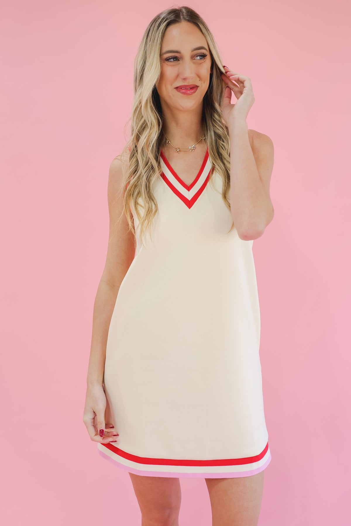 Sporty Spice Dress - Cream-entro-Southern House