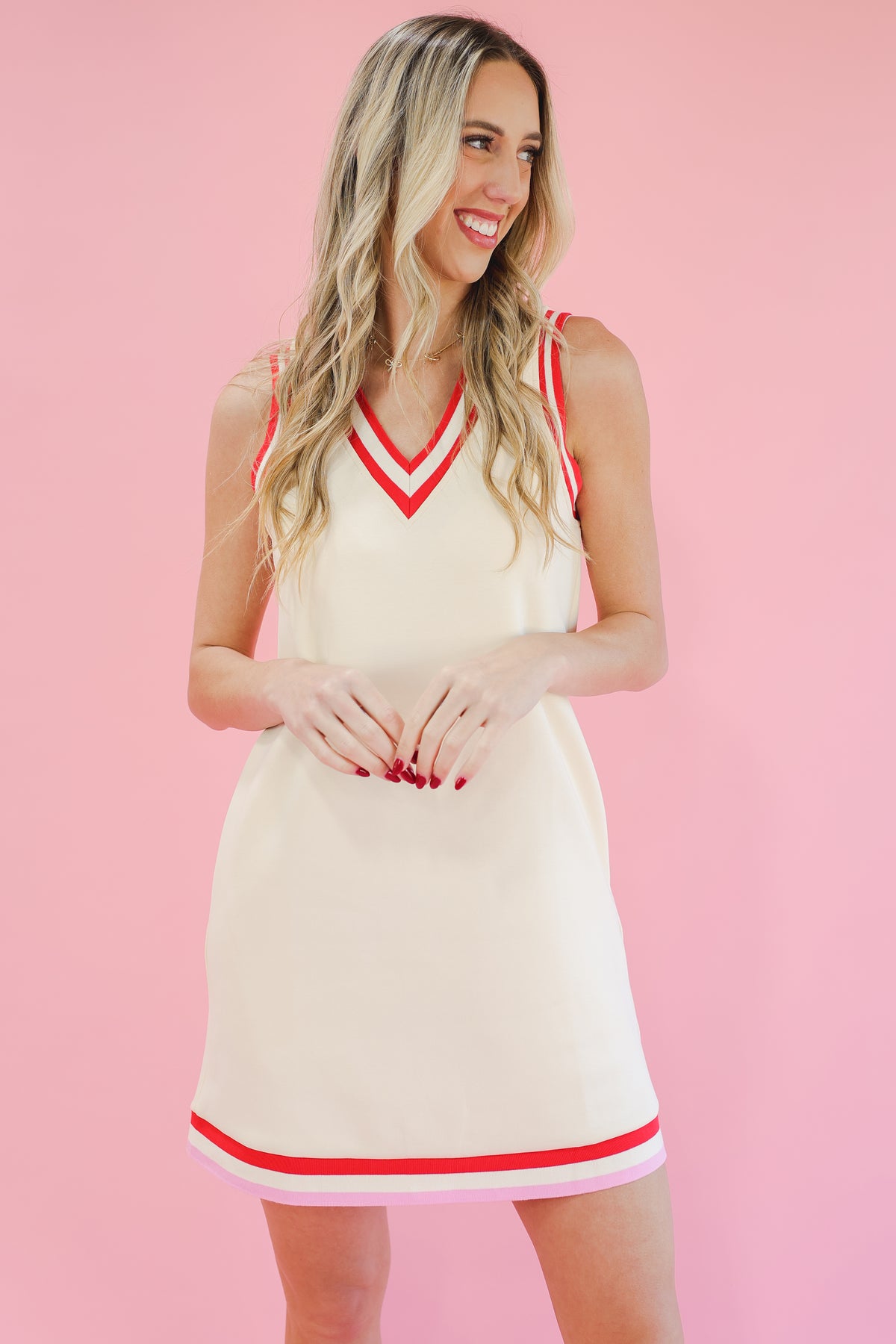 Sporty Spice Dress - Cream-entro-Southern House