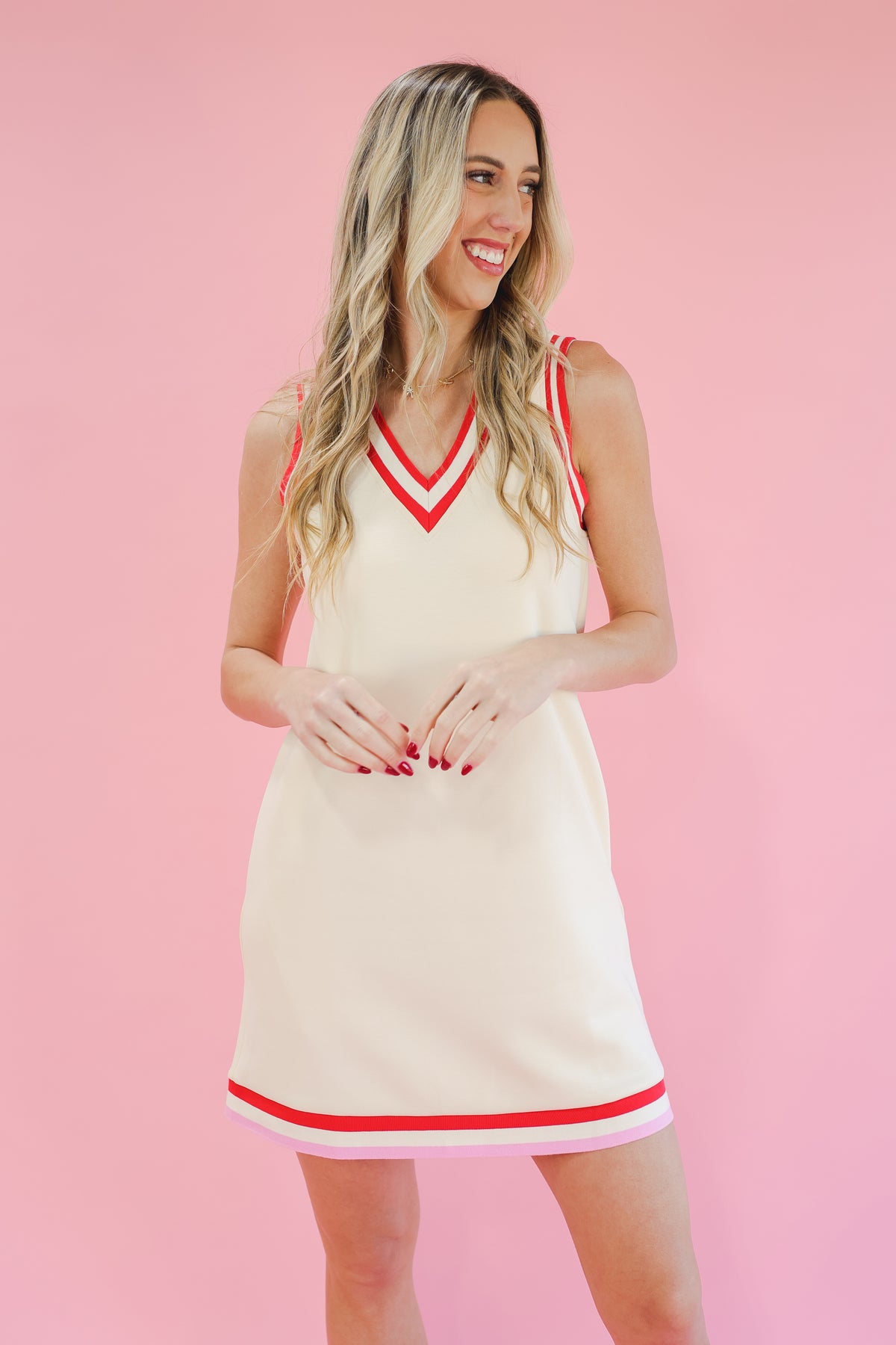 Sporty Spice Dress - Cream-entro-Southern House