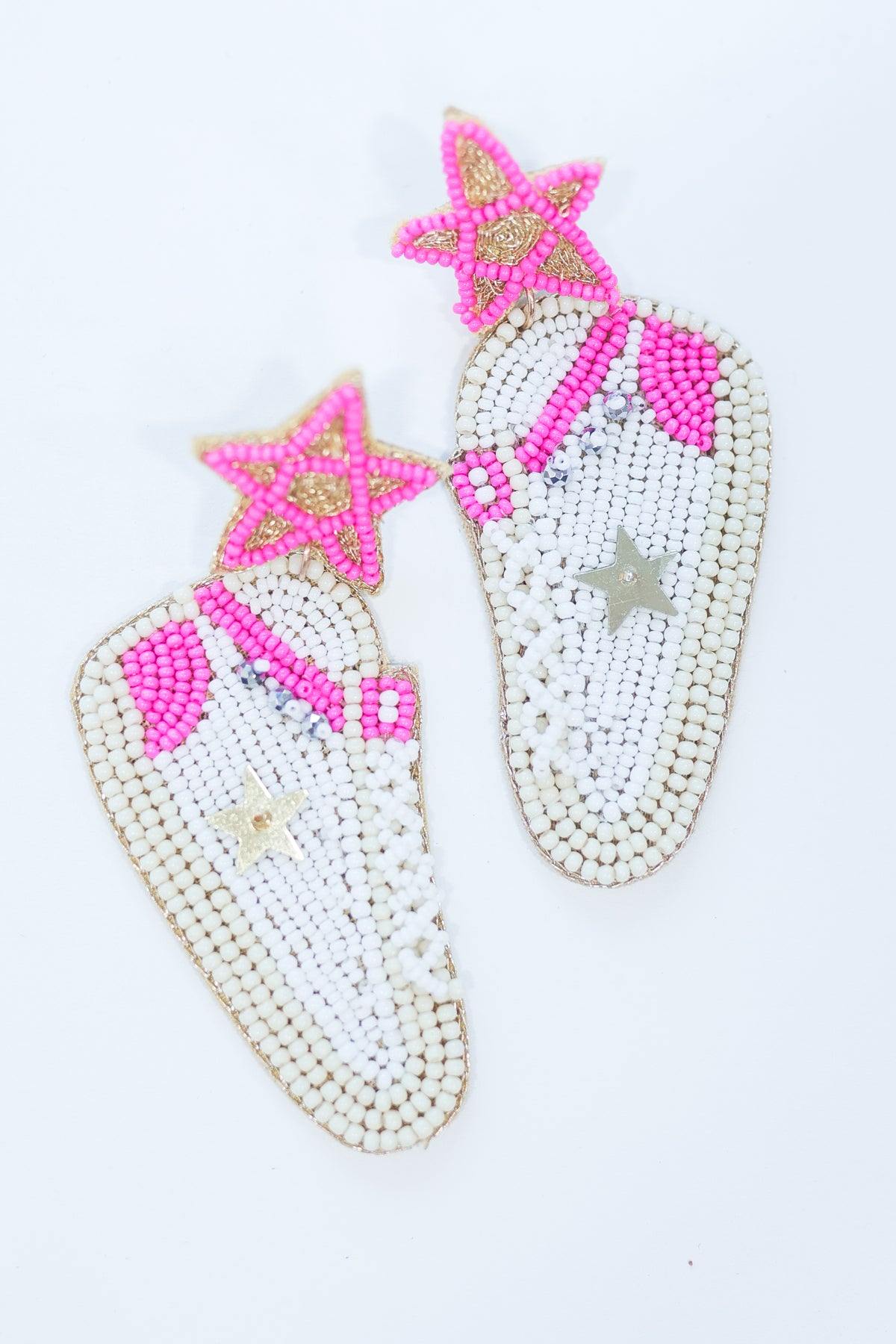 Sporty Spice Star Sneaker Earrings In Hot Pink-Earrings-US Jewelry House-Southern House