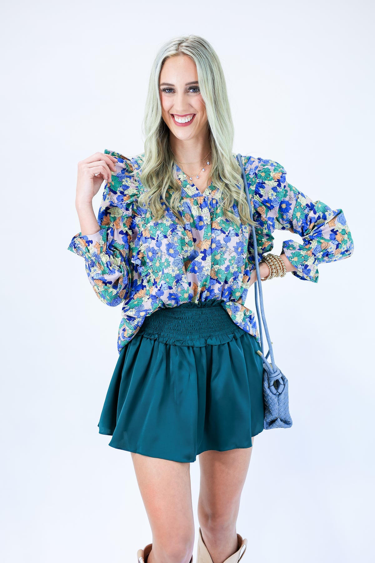 Flirty & Fabulous Skort In Emerald-Skirt-She + Sky-Southern House