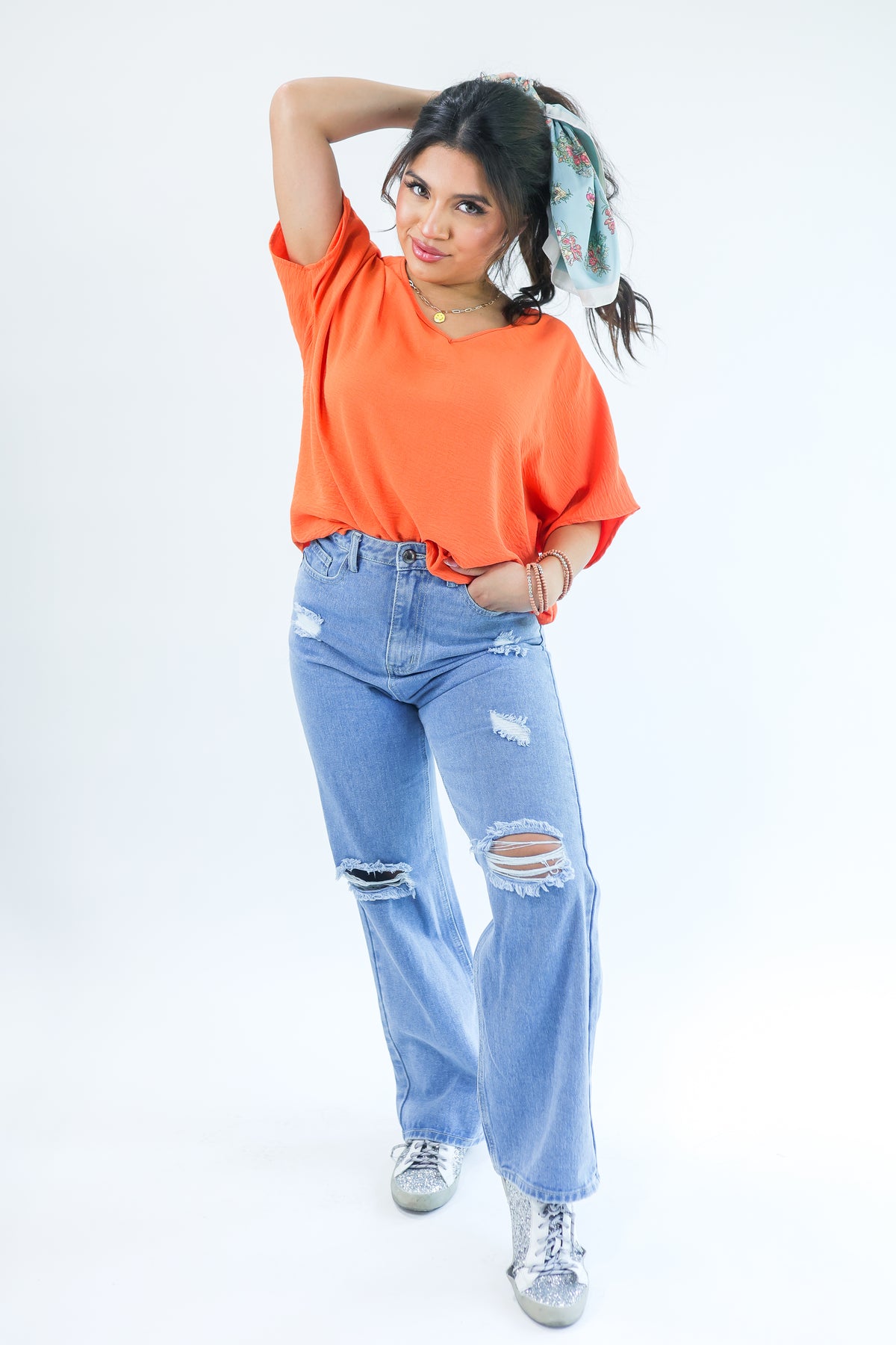 Living With Style Shift Top In Orange-shirts/tops-Entro-Southern House