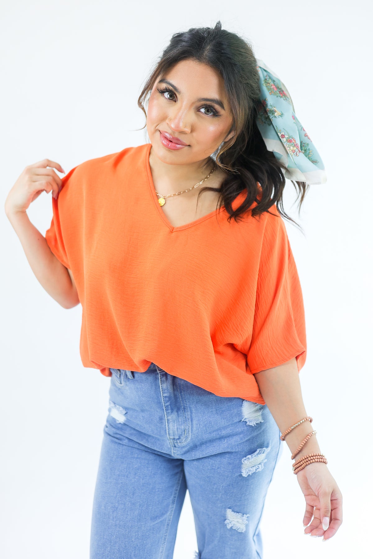 Living With Style Shift Top In Orange-shirts/tops-Entro-Southern House